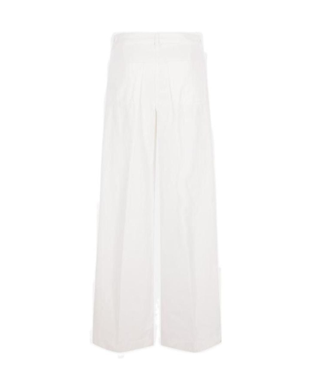 Aspesi White Velvet Wide-Leg Casual Trousers