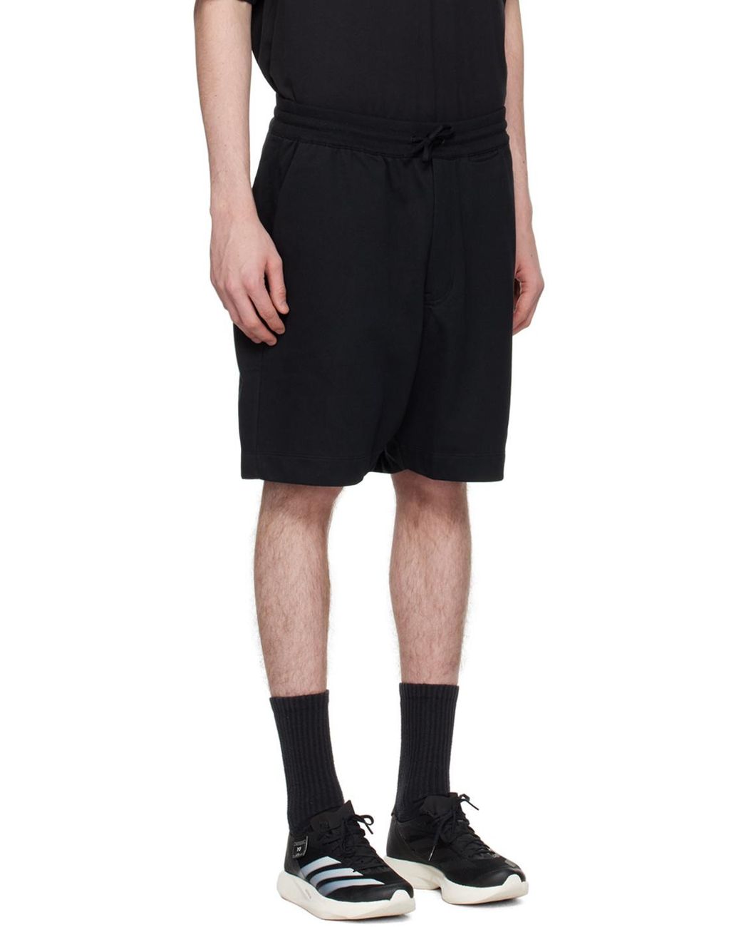 Y-3 Black Elasticated Drawstring Waistband Shorts for men
