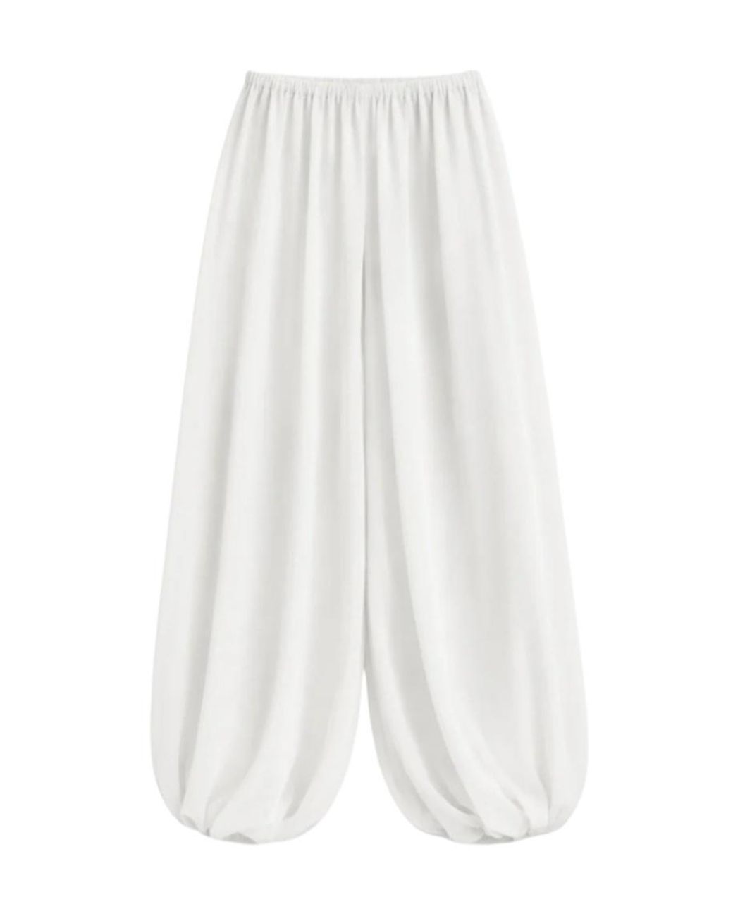 Frankie Shop White Mio Sheer Gathered-Hem Trousers