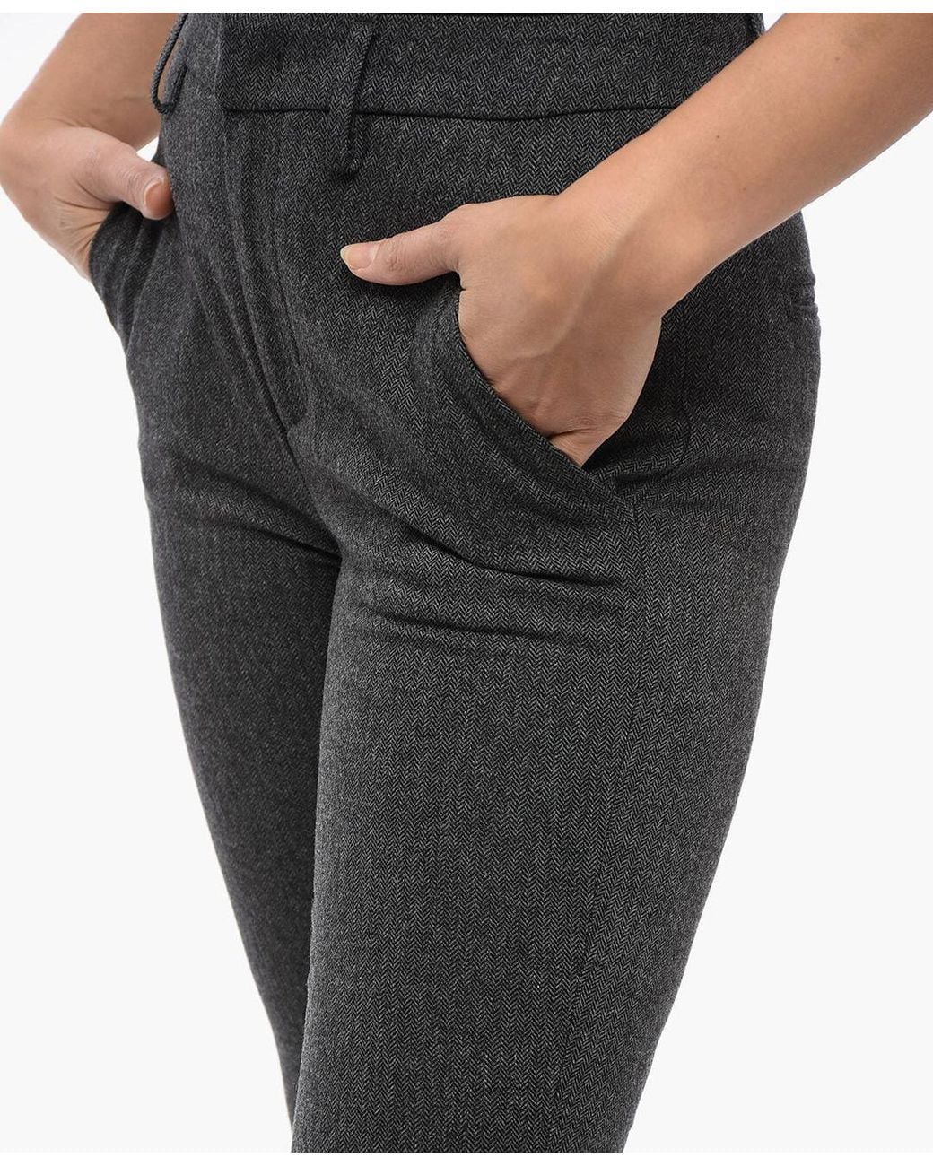 Dondup Black Carmen Herringbone-Pattern Trousers