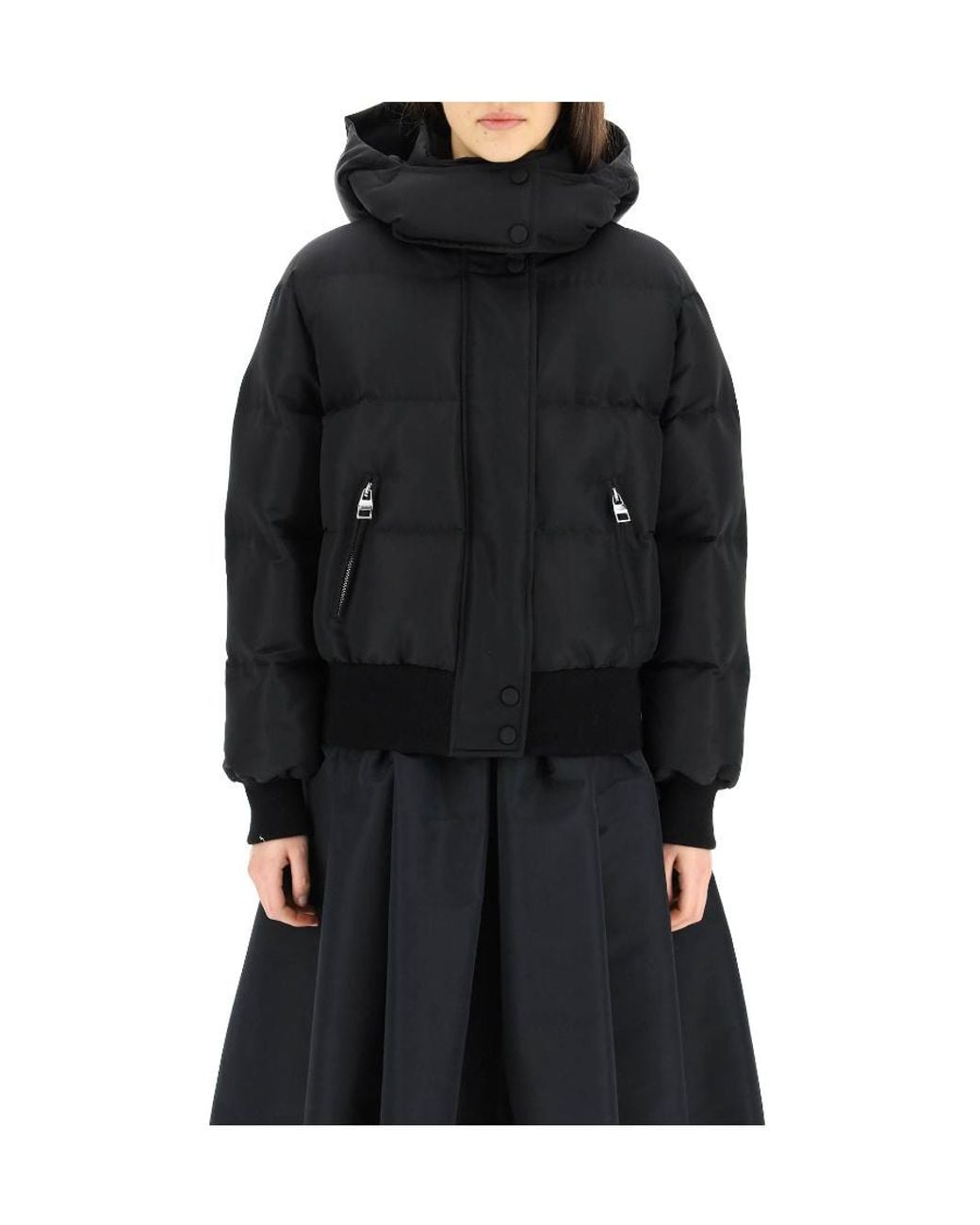 McQueen Black Hooded Puffer Jacket