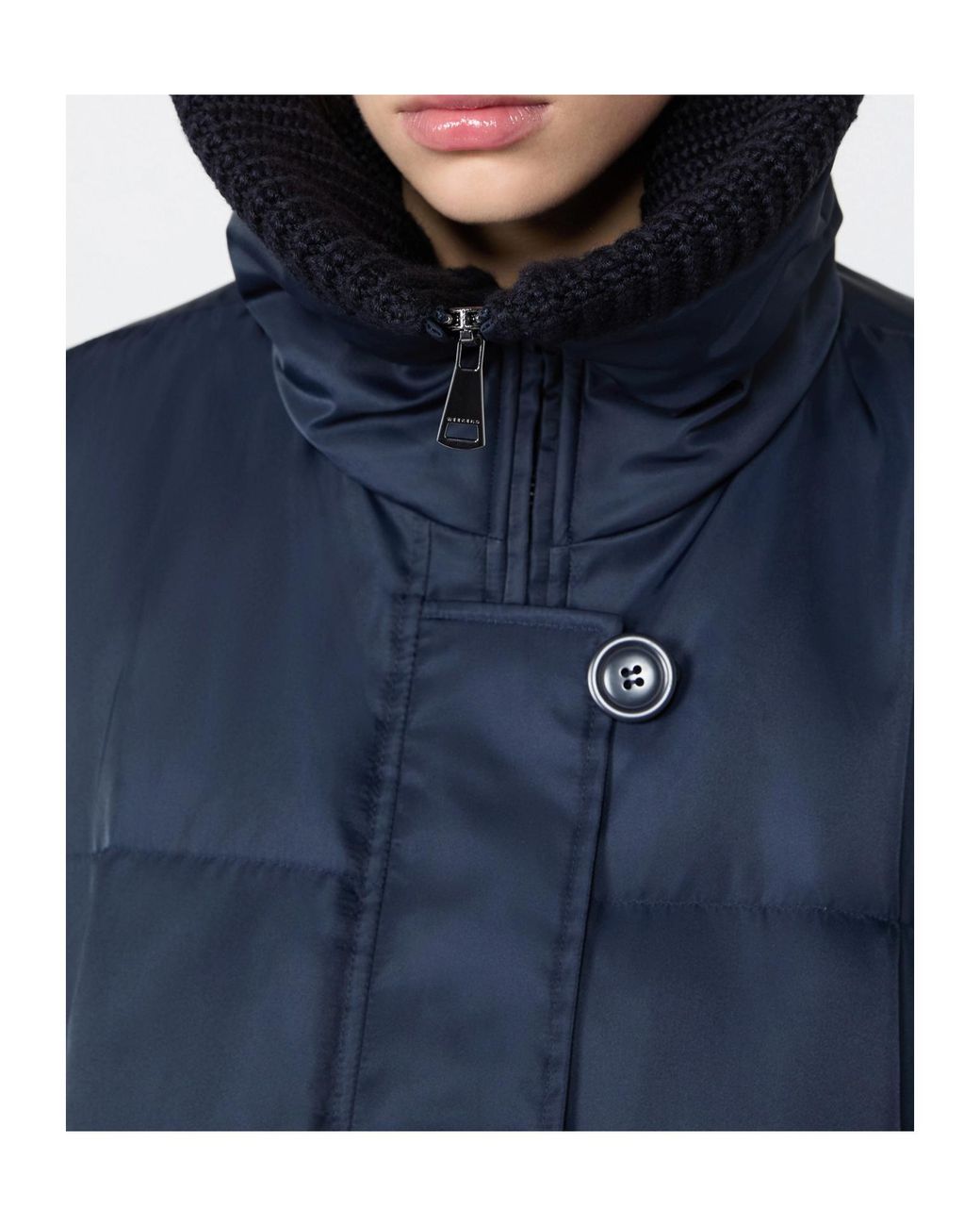 Weekend by Maxmara Blue Ribbed Collar Down Jacket