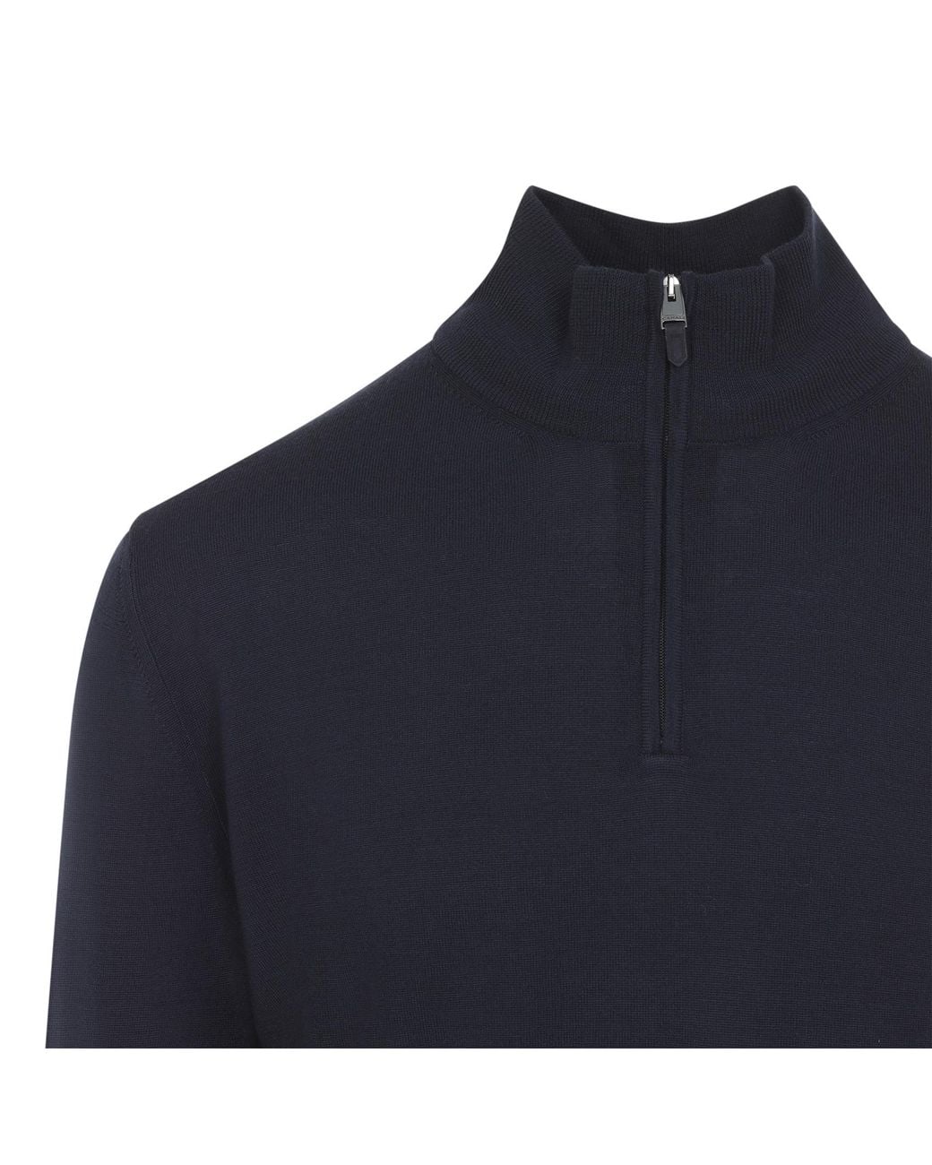 Canali Blue Half Zip Knitted Sweater for men
