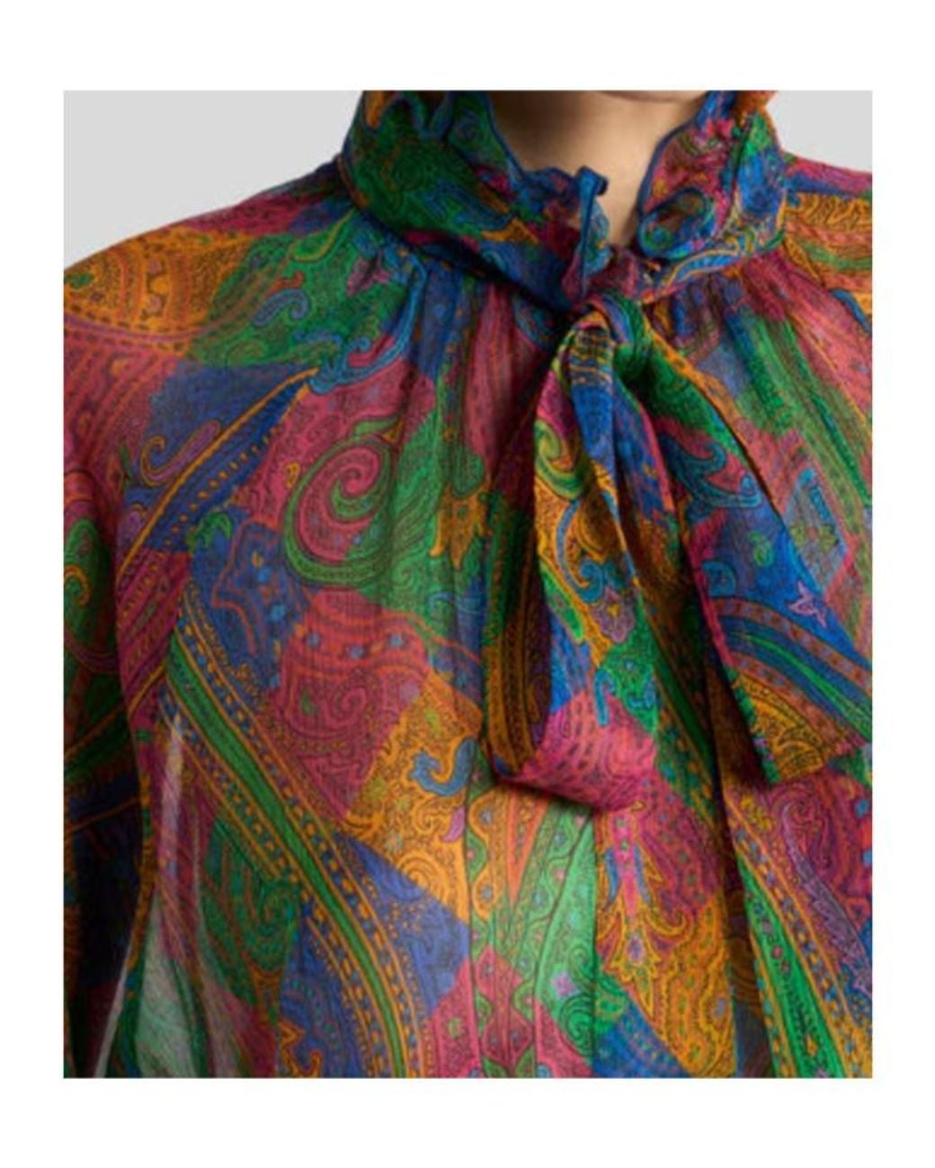 Etro Multicolor Pattern-Printed Ruffled Shirt