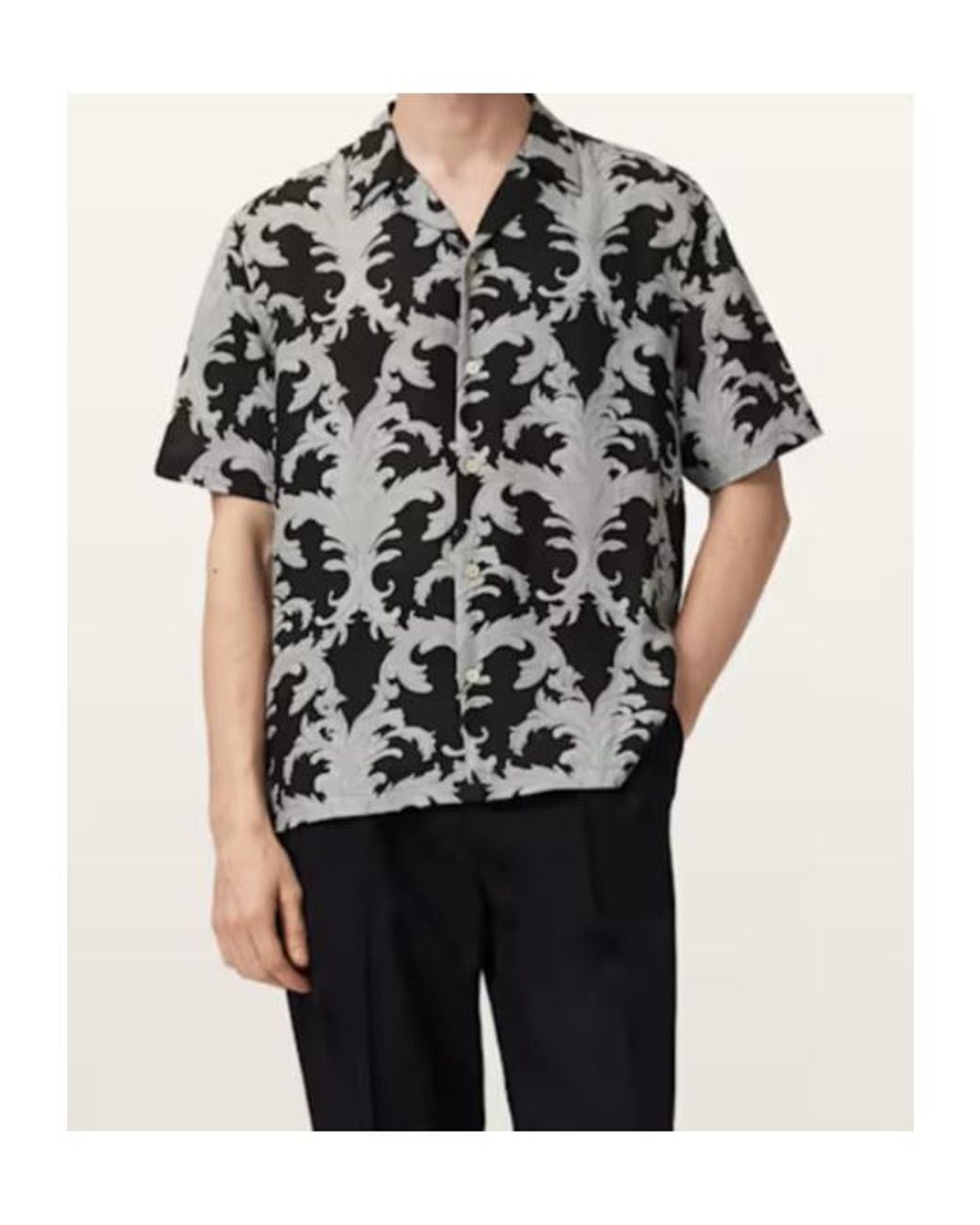 AllSaints Black Motif Short Sleeve Shirt for men