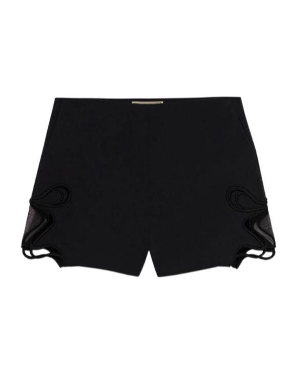 Blumarine Black Intarsia-Embroidered Cady Shorts