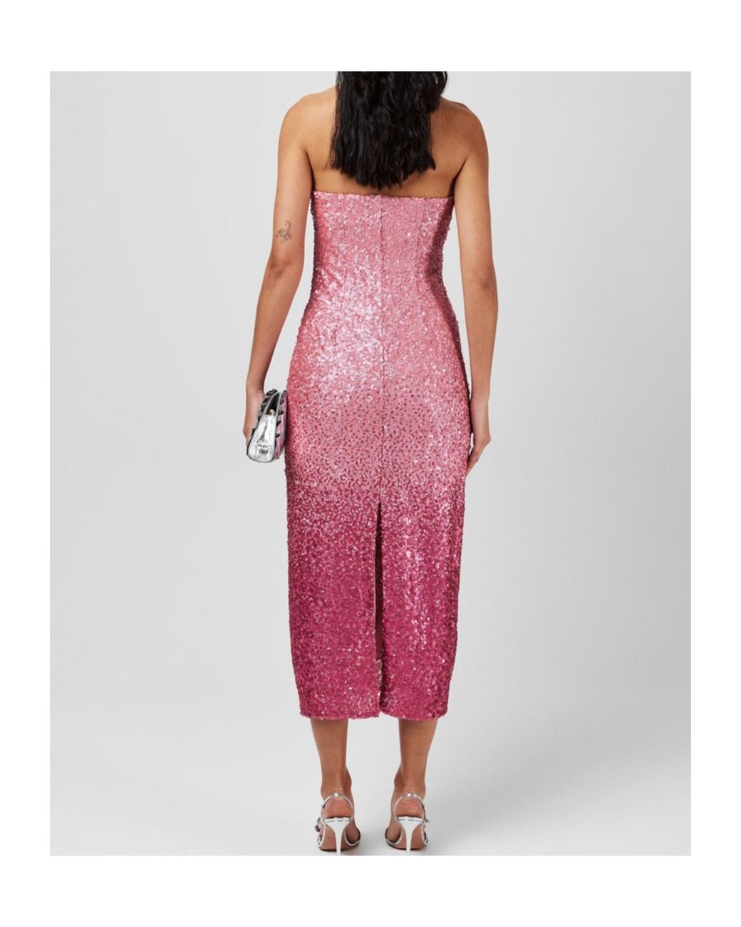 LoveShackFancy Pink Stasia Sequined Ombré Midi Dress