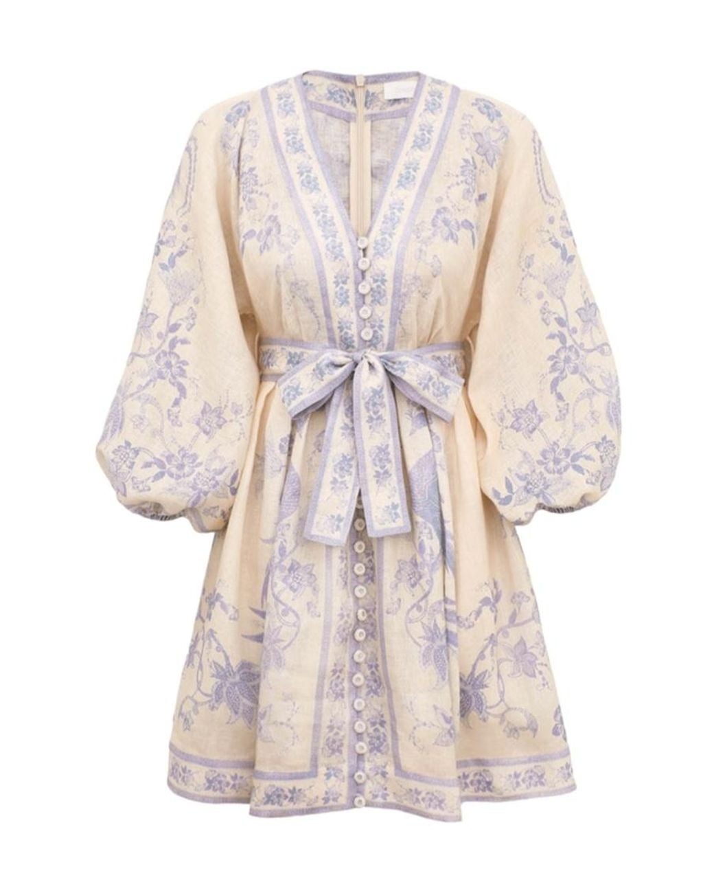Zimmermann Natural Indra Plunge Mini Dress