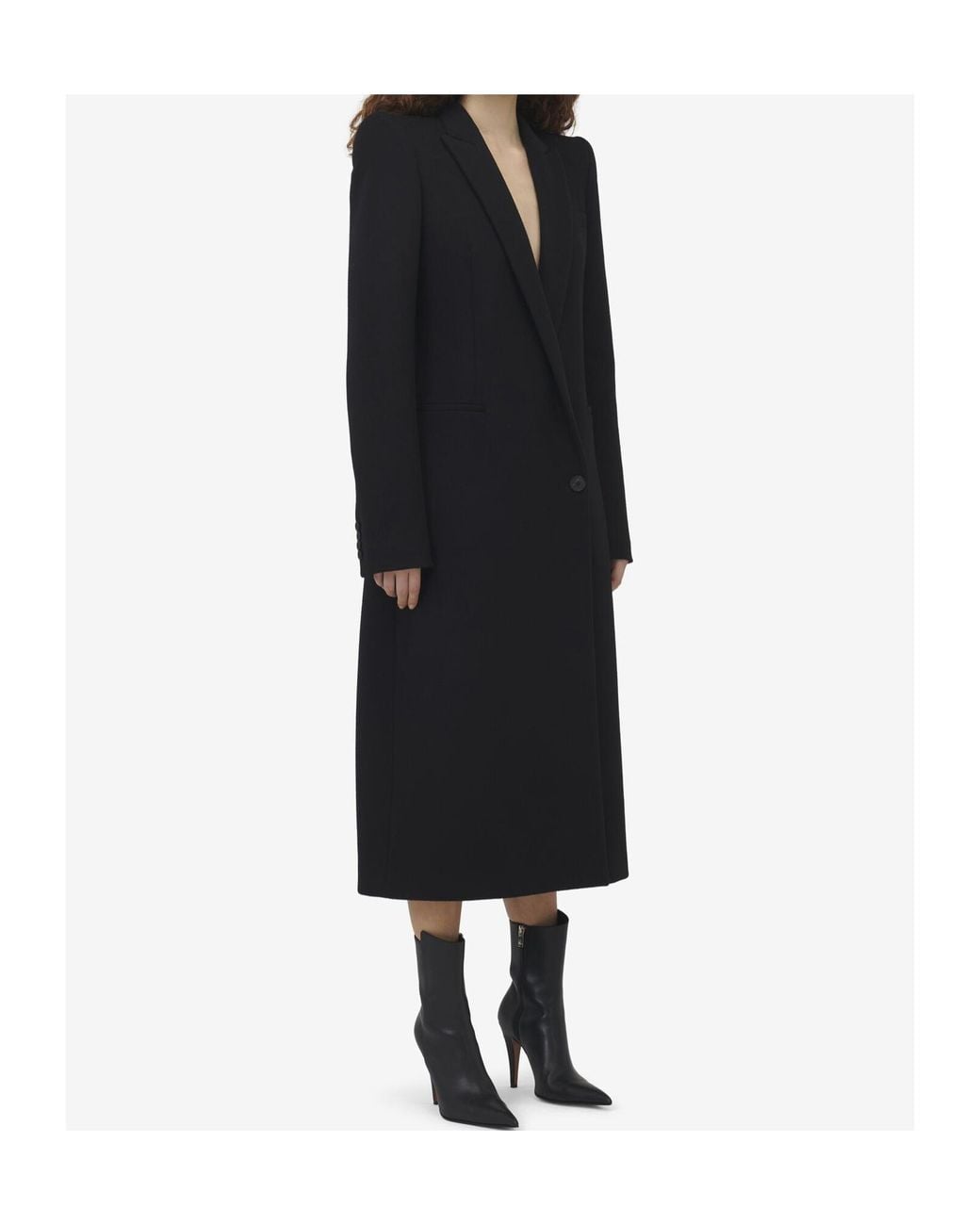McQueen Black Stacked Shoulder Tailored Coat
