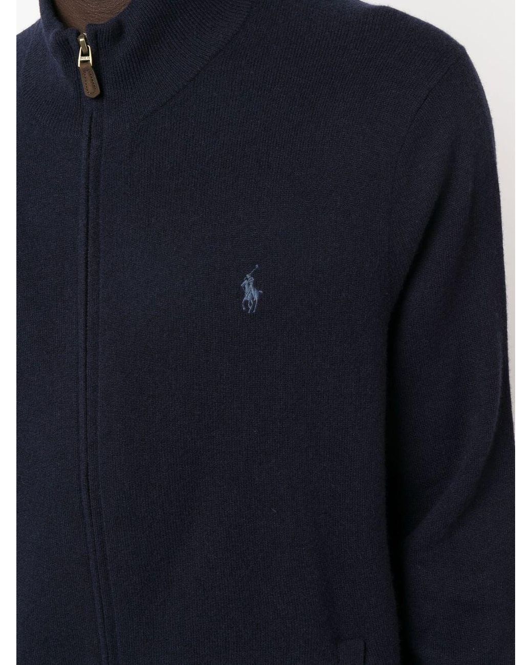 Ralph Lauren Blue Full Zip Stand Collar Cardigan for men