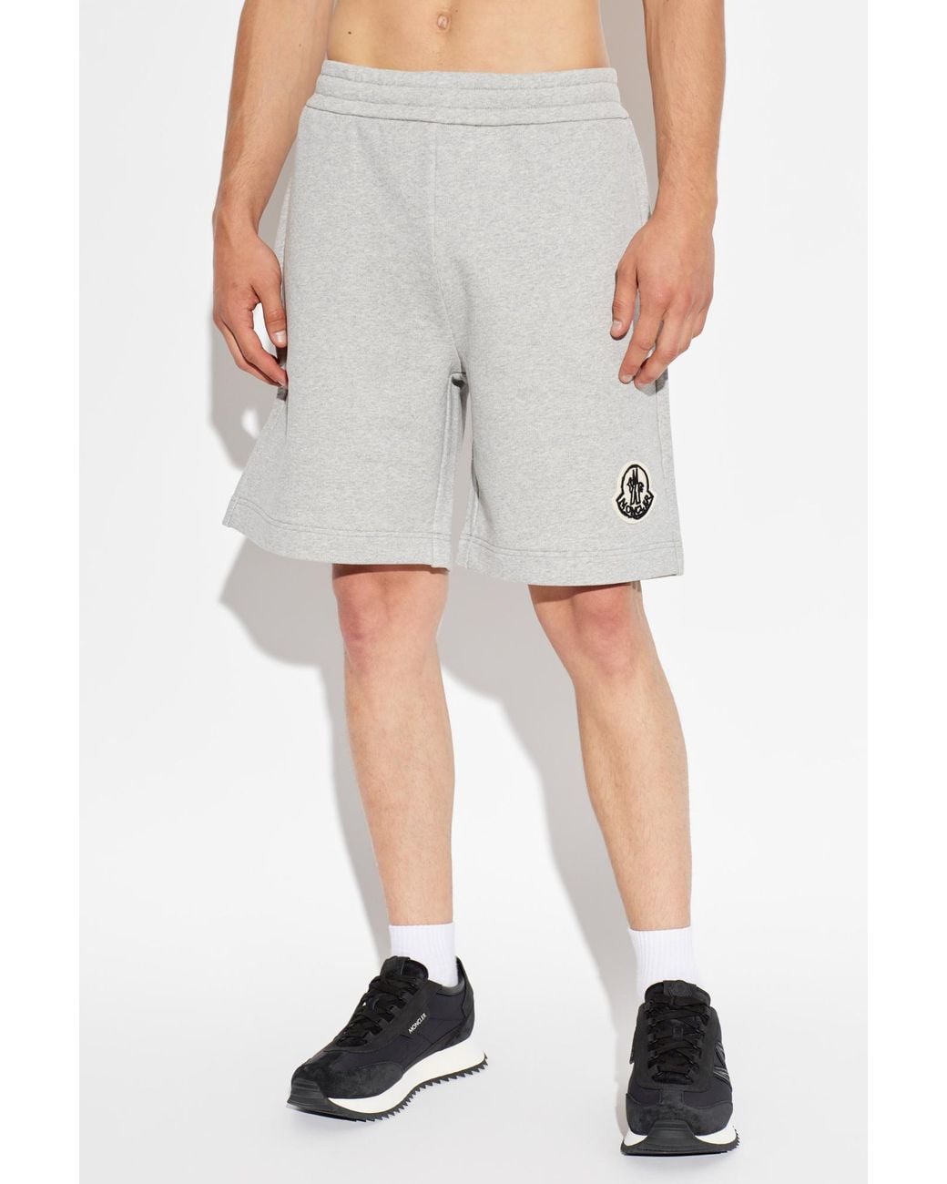 Moncler White Logo Patch Sweat Shorts for men