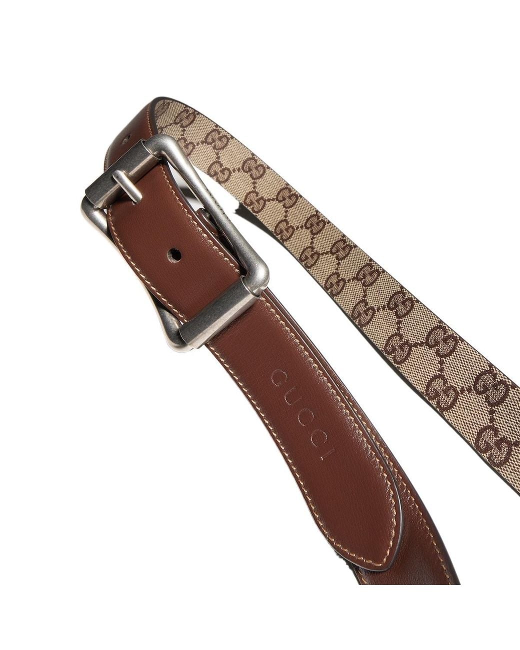 Gucci Multicolor Reversible Belt With Roller Buckle for men