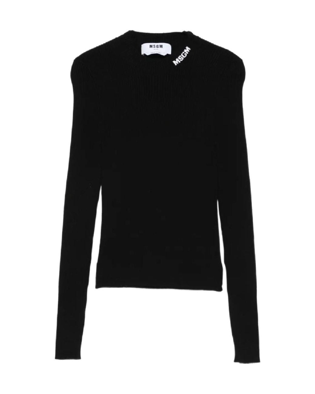 MSGM Black Ribbed Stretch Sweater