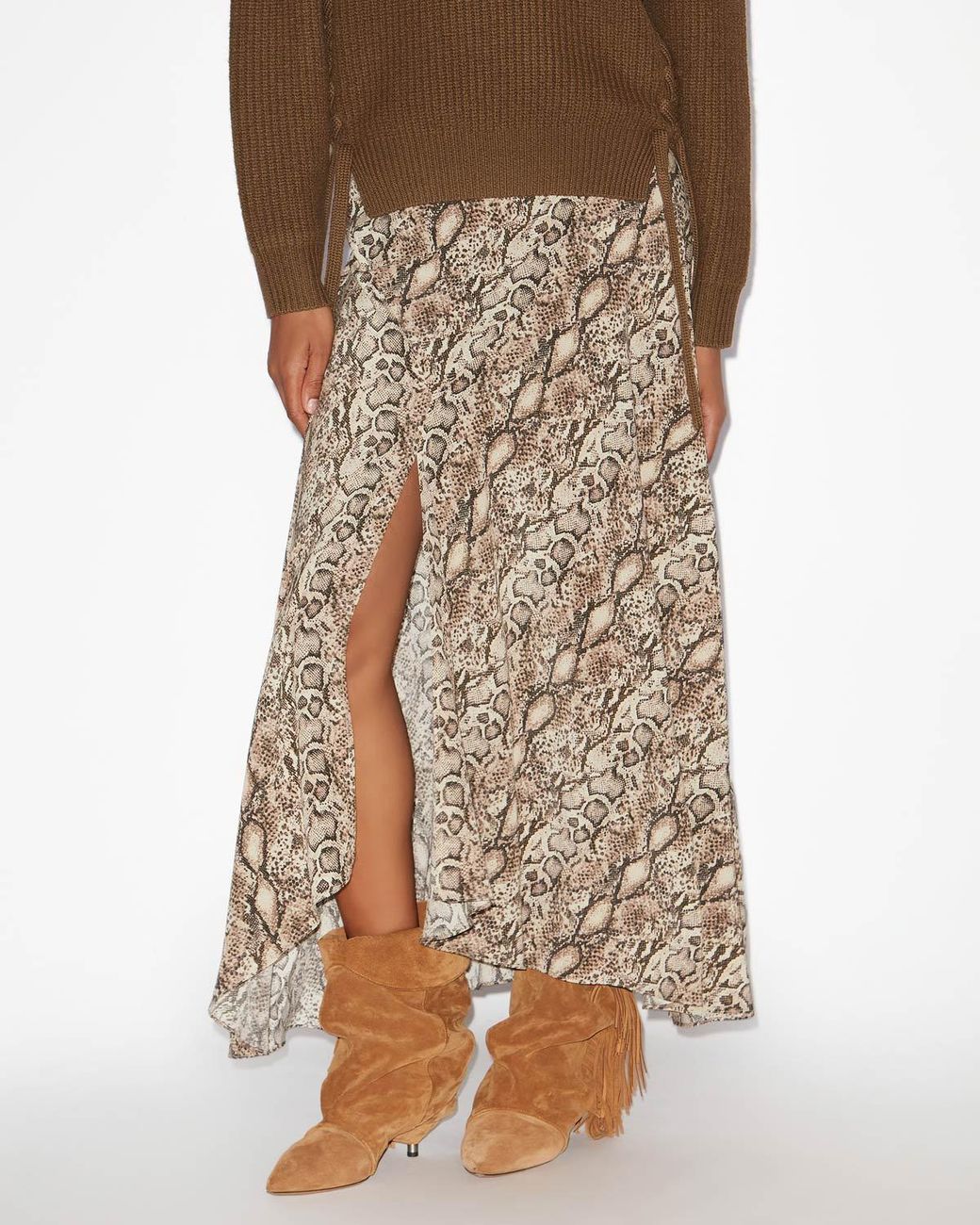 Isabel Marant Brown Sakura Printed Long Skirt
