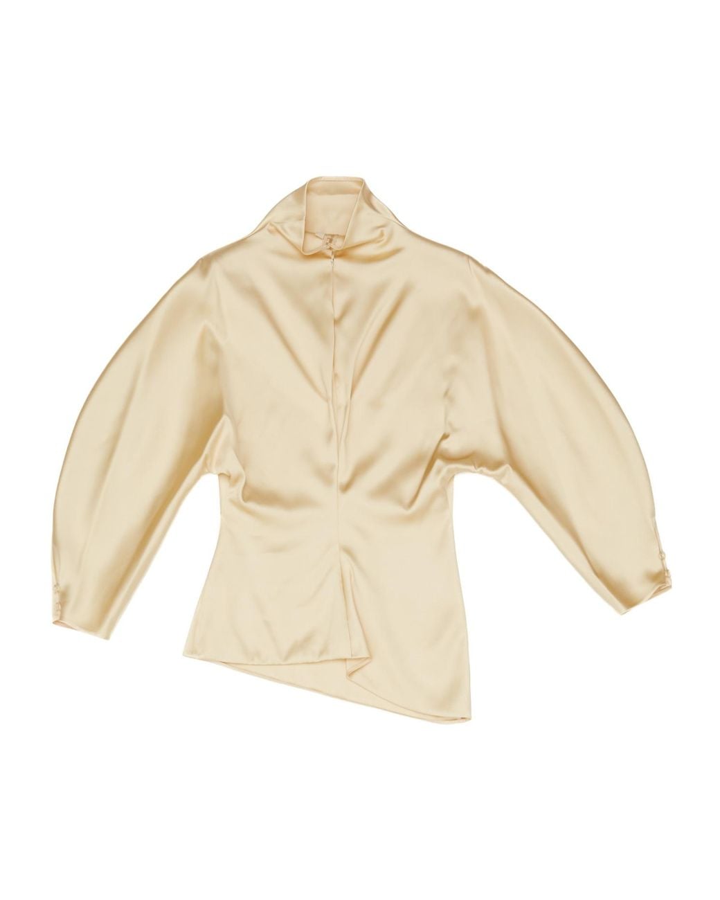 Khaite Natural Harlow Puff-Sleeve High-Neck Top