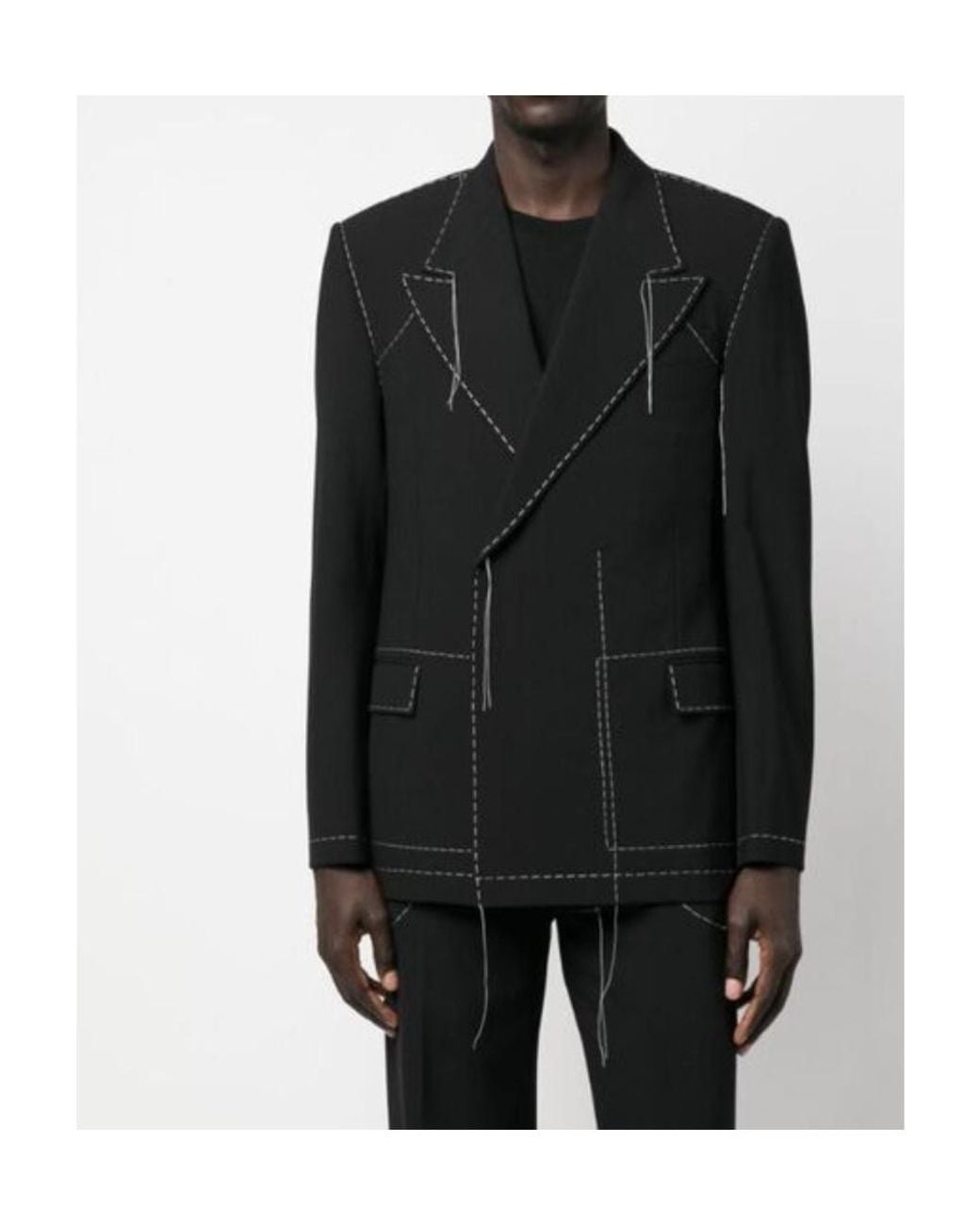 Off-White c/o Virgil Abloh Black Stitch Tailored Double-Breasted Blazer for men