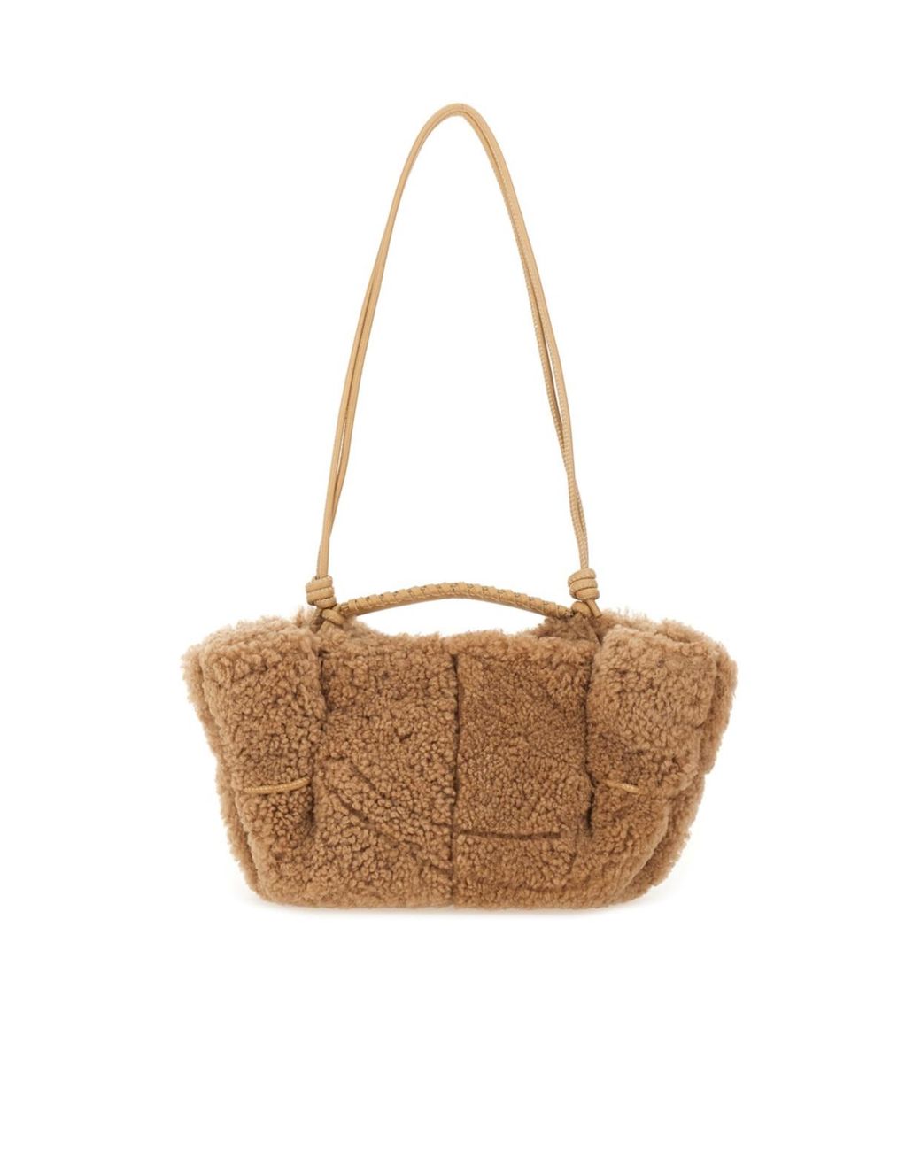 Hereu White Textured Knot Fur Shoulder Bag