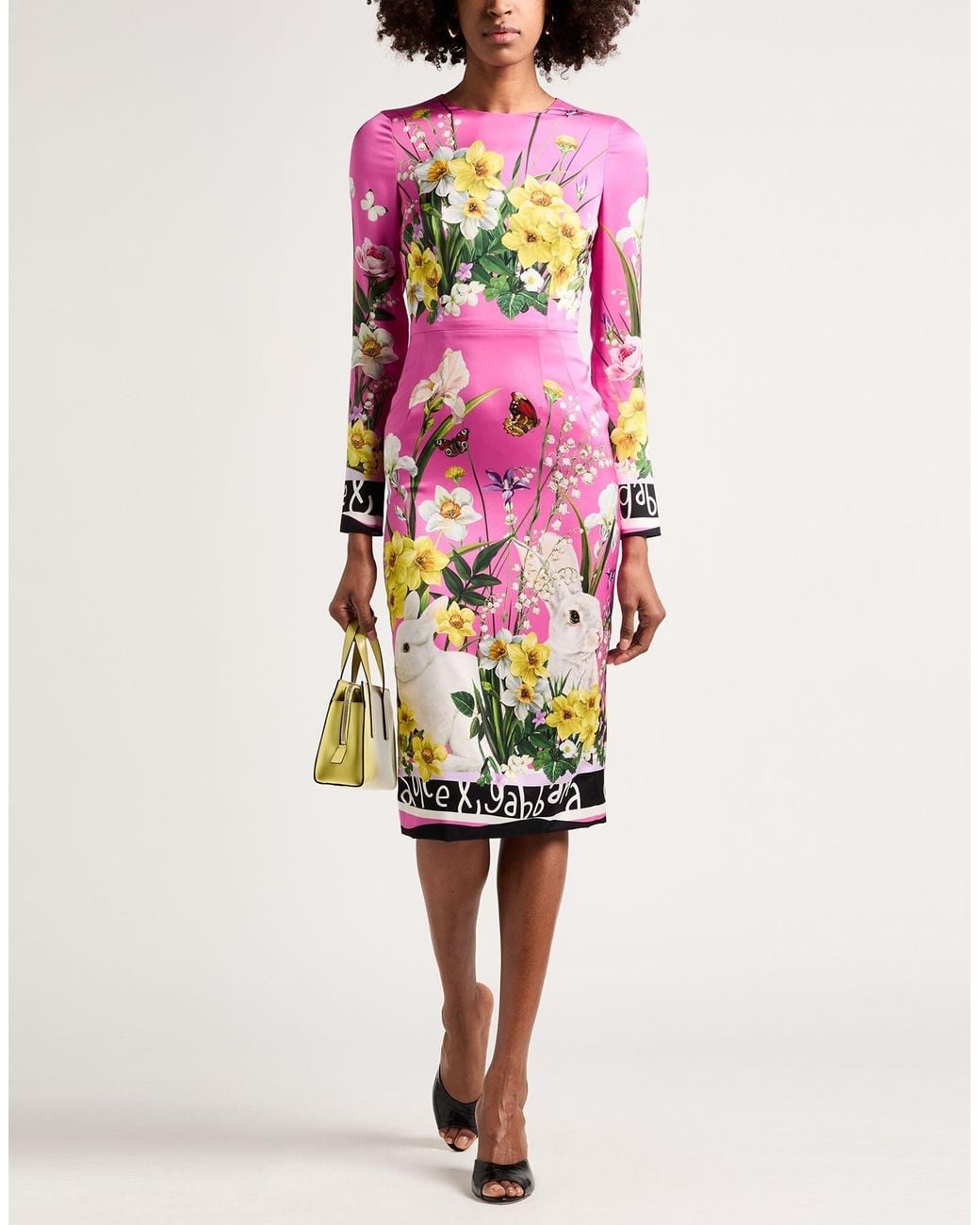 Dolce & Gabbana Pink Print Bodycon Dress