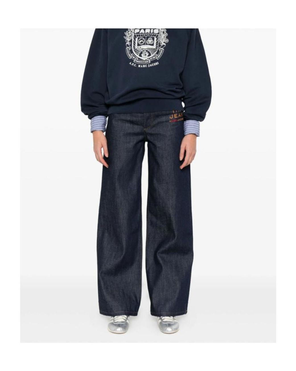 A.P.C. Blue X Marc Jacobs Logo Embroidered Wide-Leg Jeans