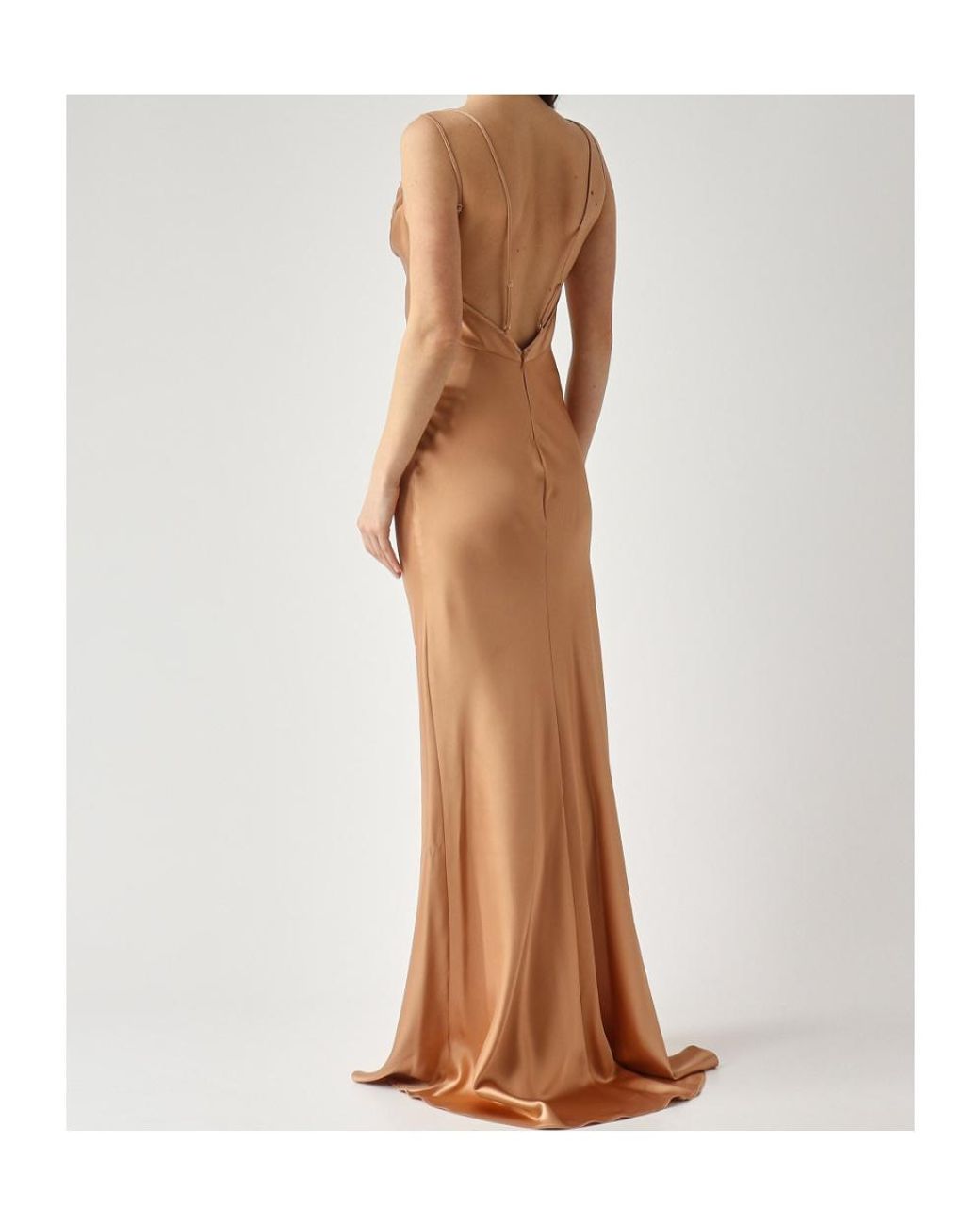 Elisabetta Franchi Natural Draped Satin Maxi Dress