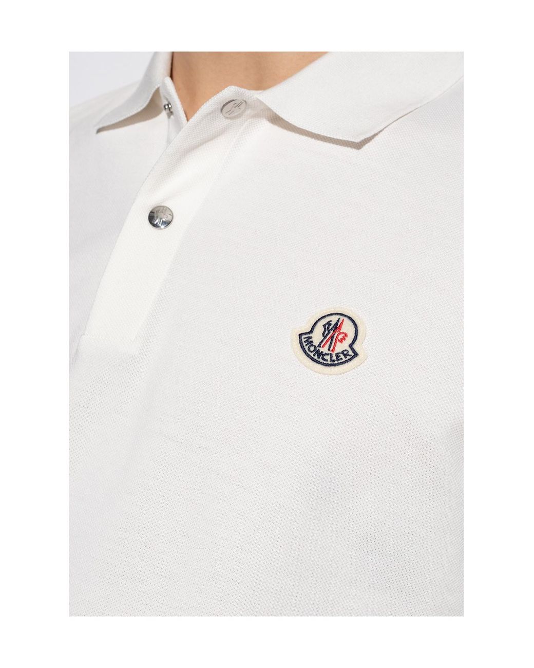Moncler White Logo Polo Shirt for men
