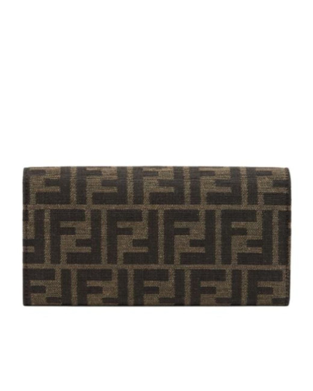 Fendi Gray Continental Logo Plaque Chained Wallet