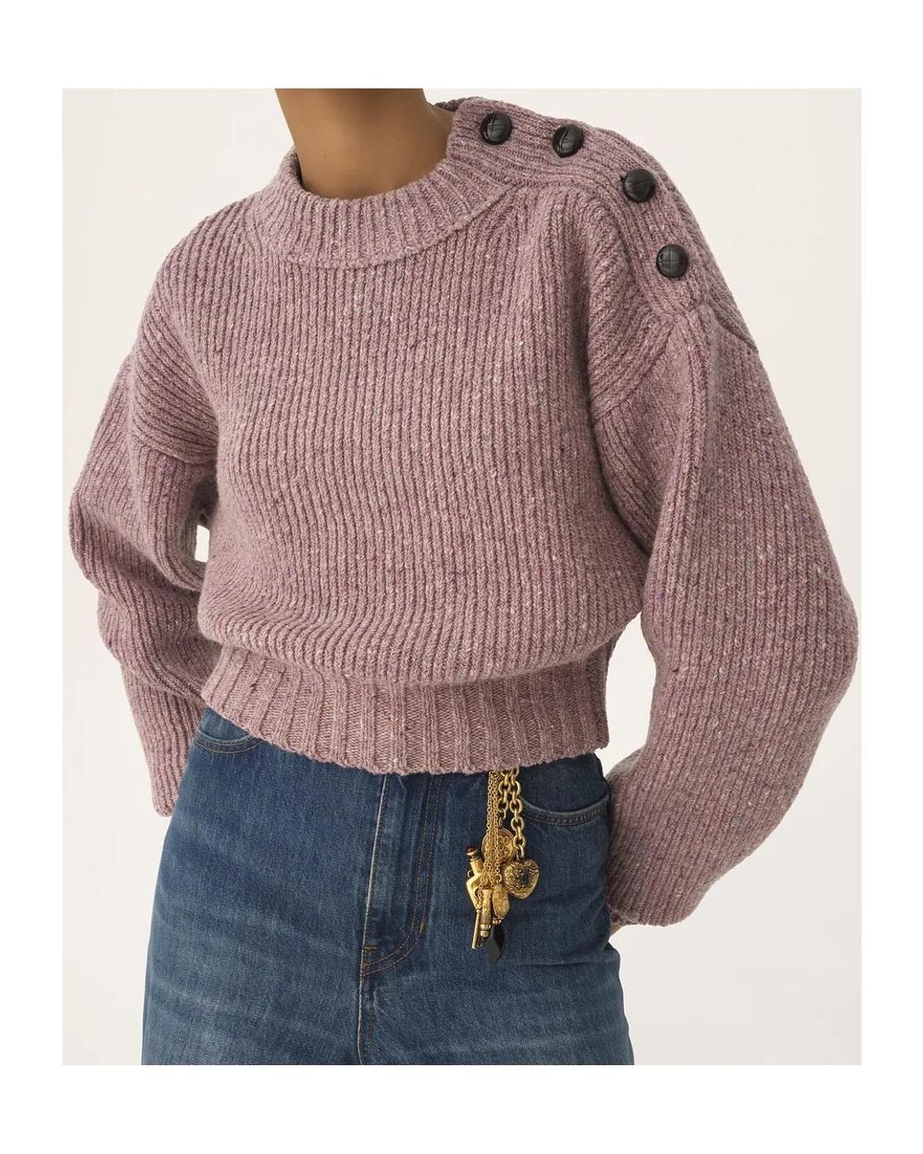 Chloé Purple Chloé Mock-Neck Cropped Knit Jumper
