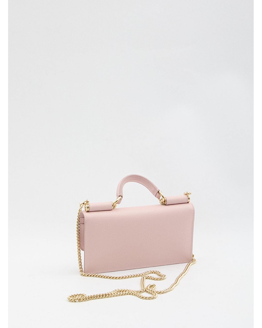Dolce & Gabbana Pink Logo Plaque Foldover Top Clutch Bag