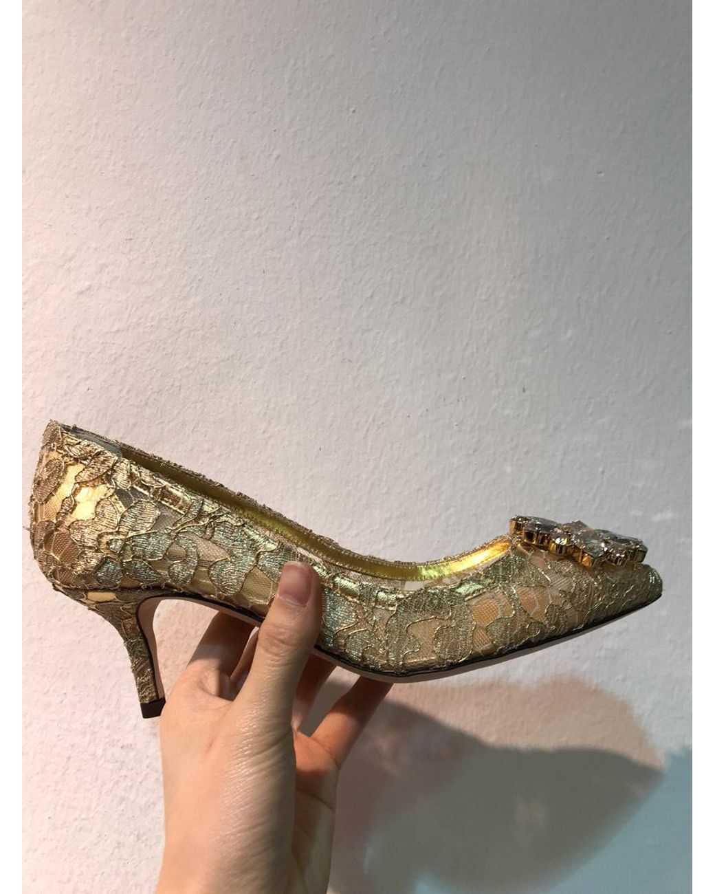 Dolce & Gabbana Natural Belluci Embellished Lace Pumps