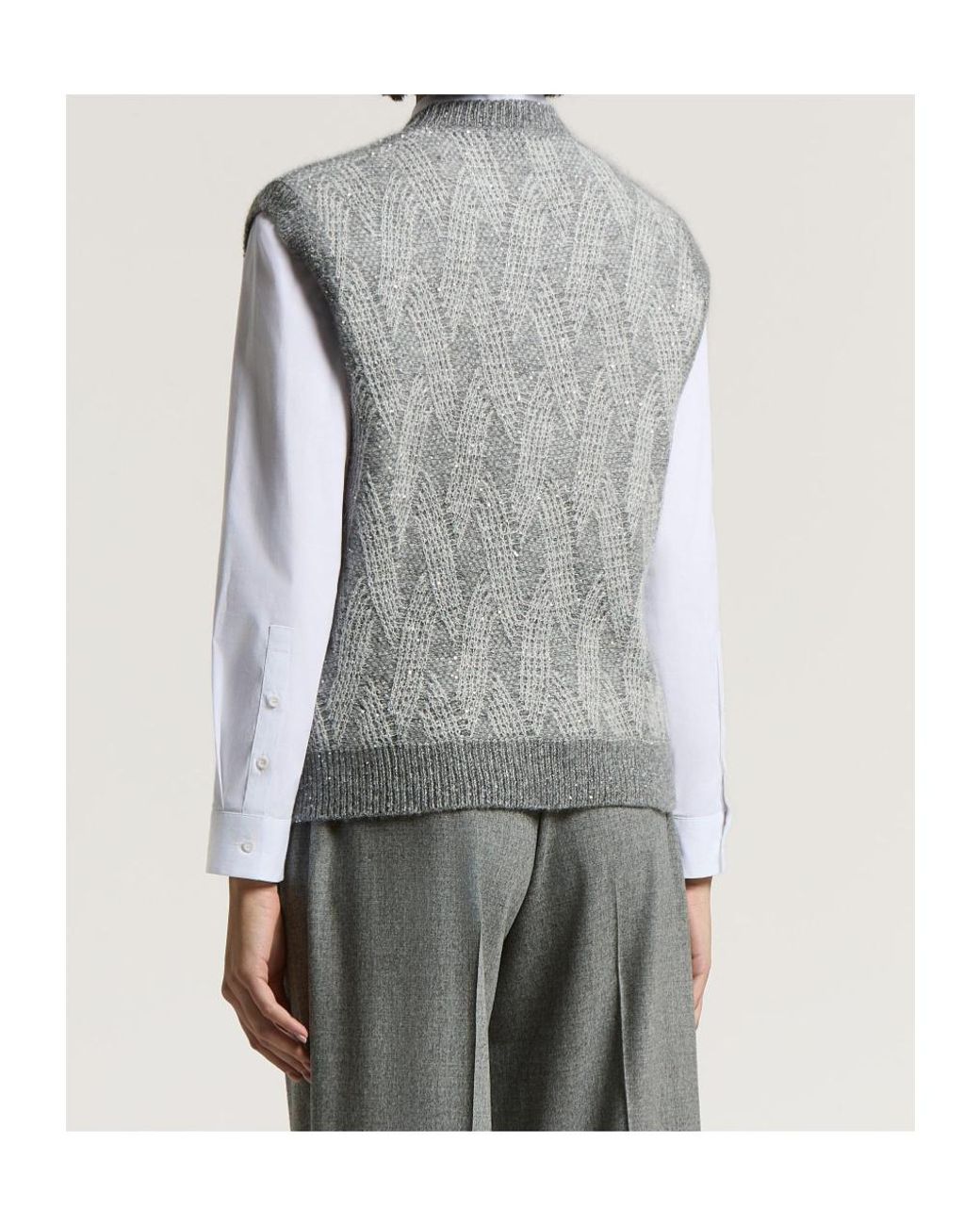 Peserico Gray Sequind Sleeveless Jumper
