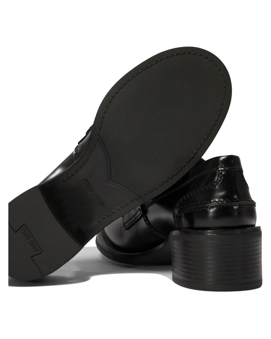 Miu Miu Black Brushed Leather Loafers