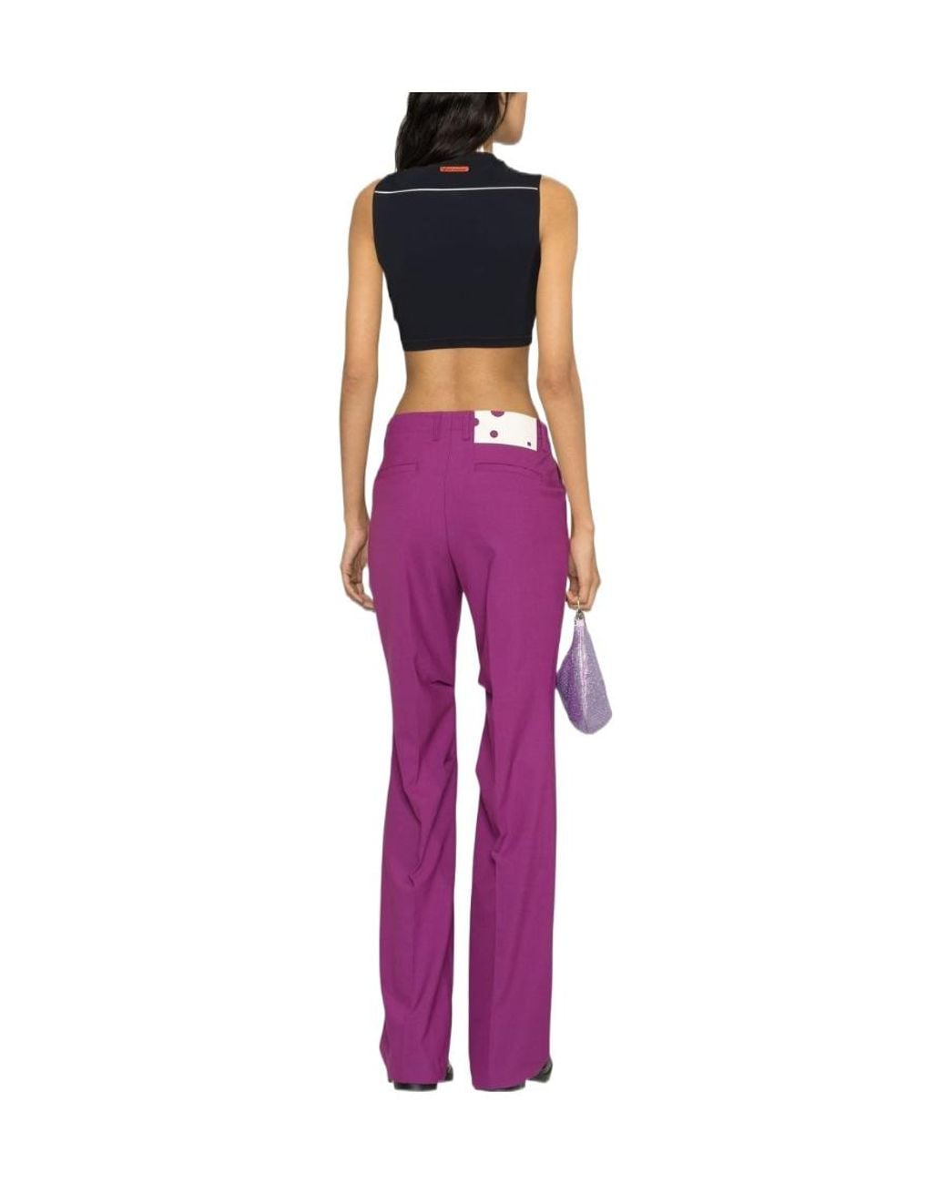 Off-White c/o Virgil Abloh Logo Patch Flared Trousers in Purple | Lyst