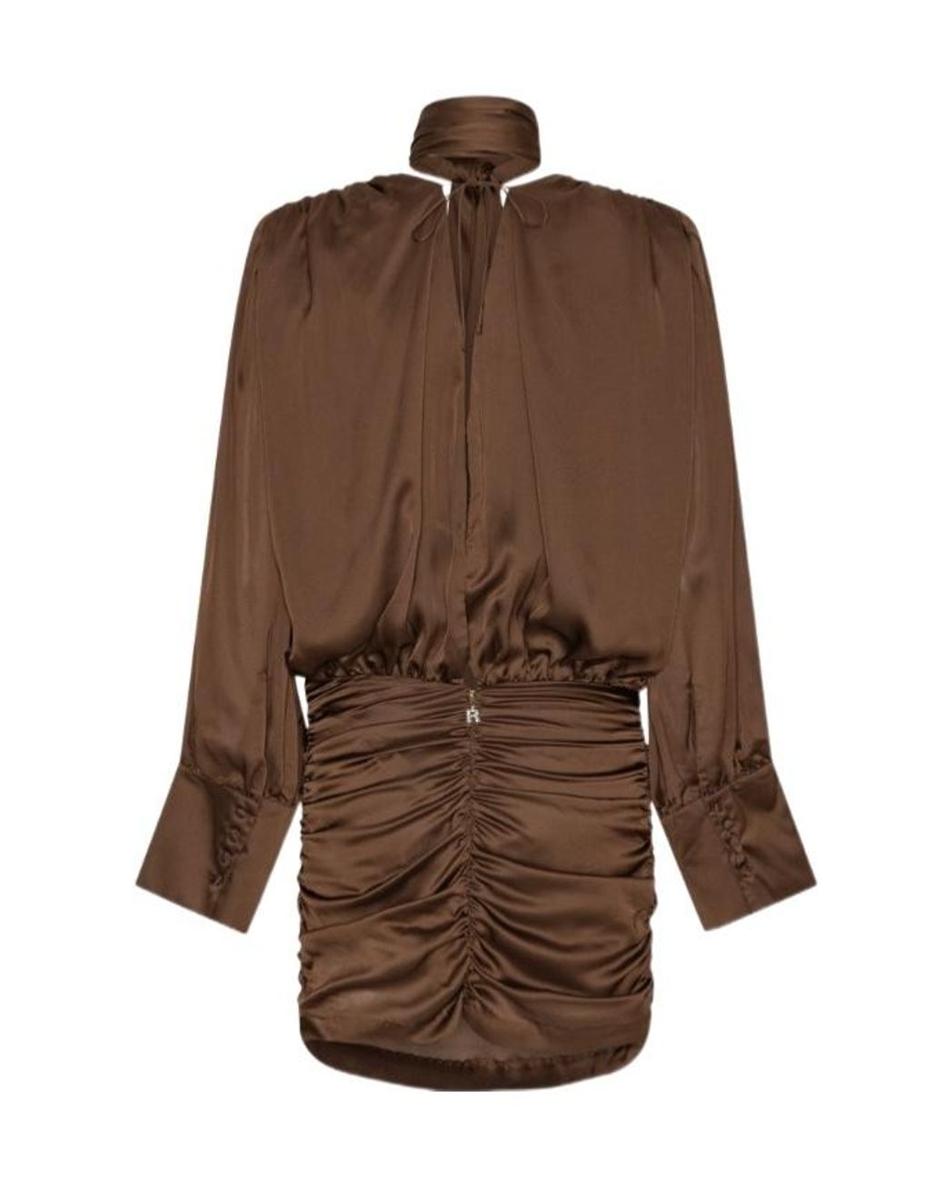 ROTATE BIRGER CHRISTENSEN Brown Chiffon V-Neck Dress