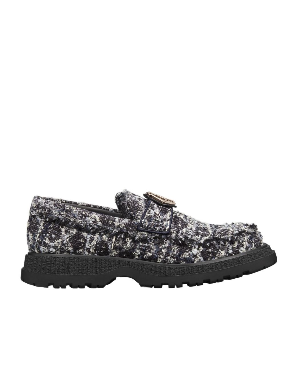 Dior Gray Homme Cannage Tweed Loafers for men