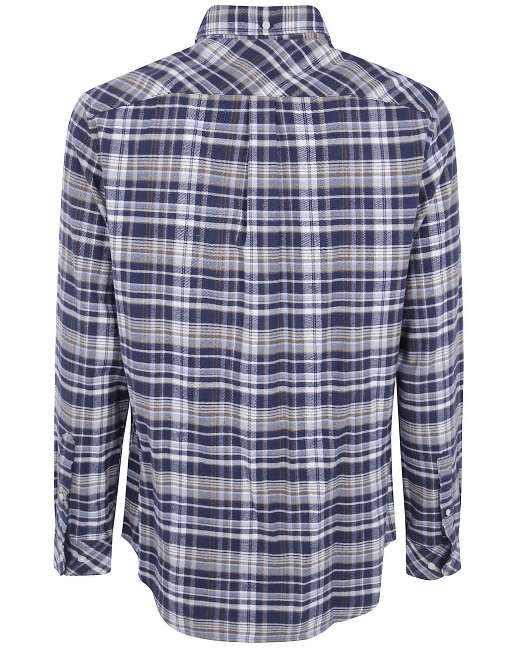 Barbour Blue Check-Pattern Button-Down Shirt for men