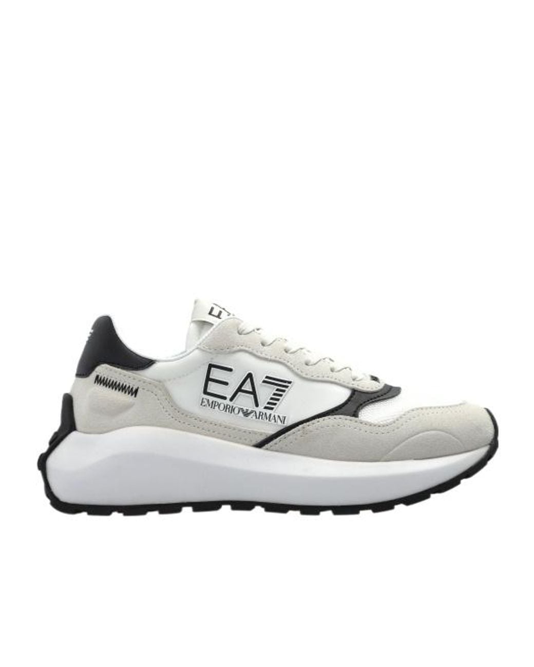EA7 White Logo-Patch Sneakers