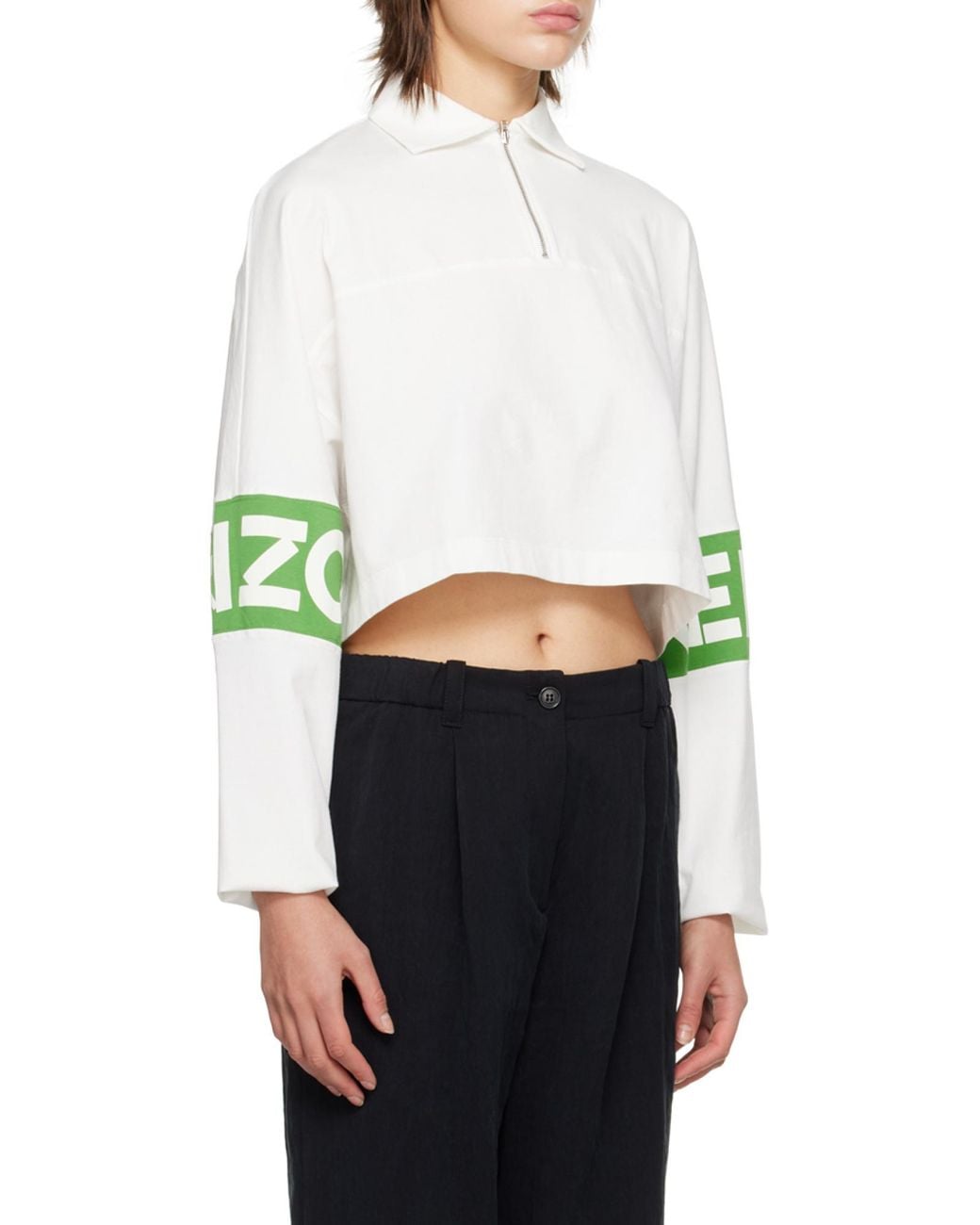 KENZO Green Logo Printed Polo Sweatshirt