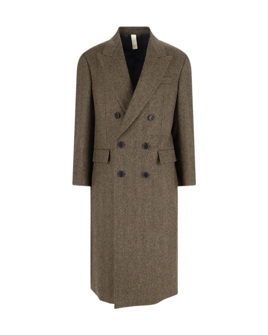 sunflower Brown Herringbone Double-Breasted Coat for men