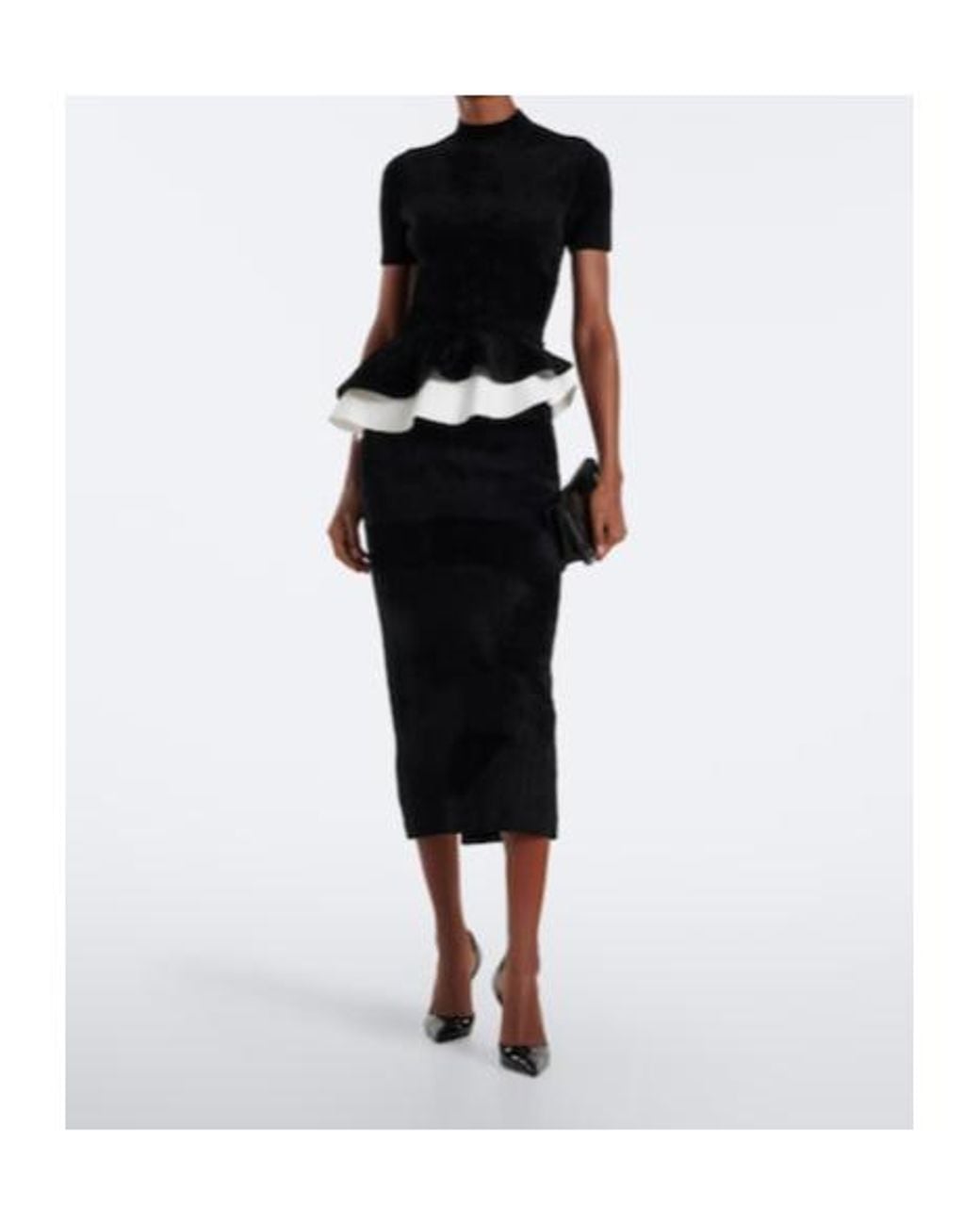 Roland Mouret Black Paneled Ruffle Dress