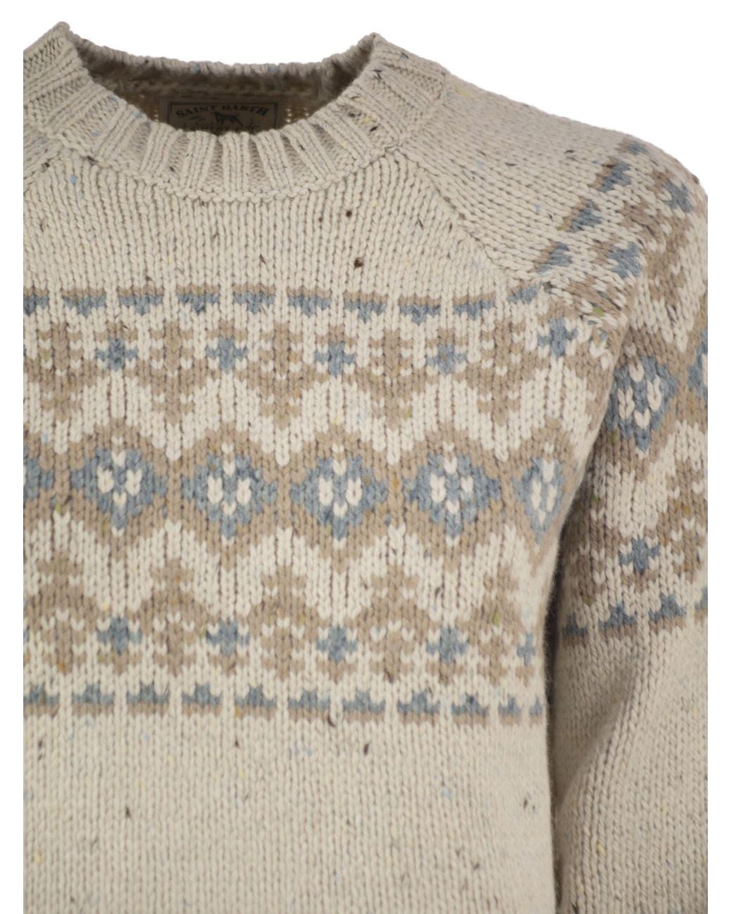 Mc2 Saint Barth Natural Merida Fair Isle Knitted Sweater for men