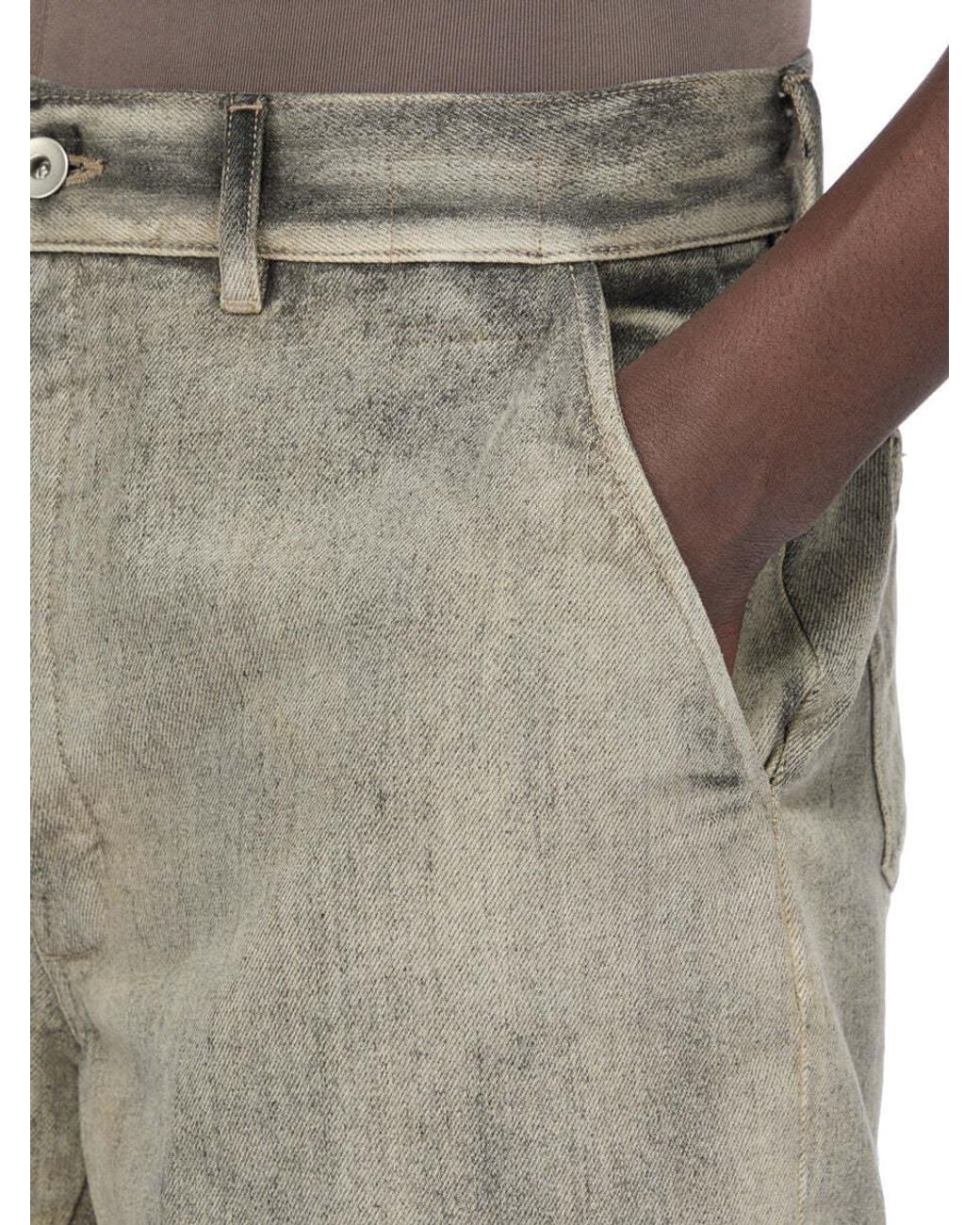 Rick Owens Gray Washed-Effect Knee-Length Shorts for men