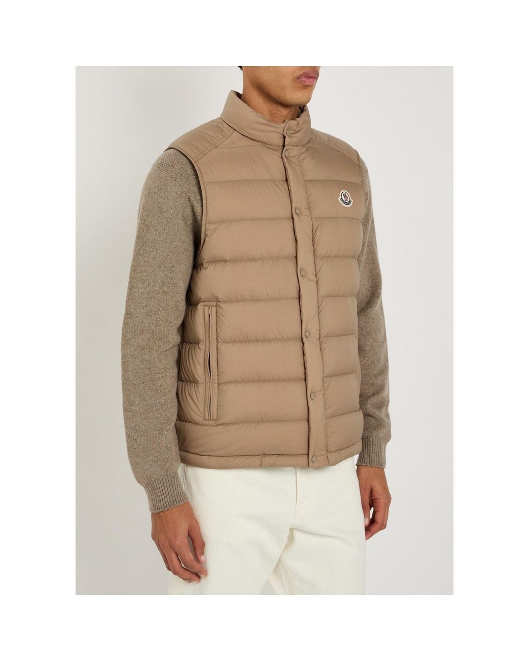 Moncler Brown Stand-Collar Quilted Down Vest for men