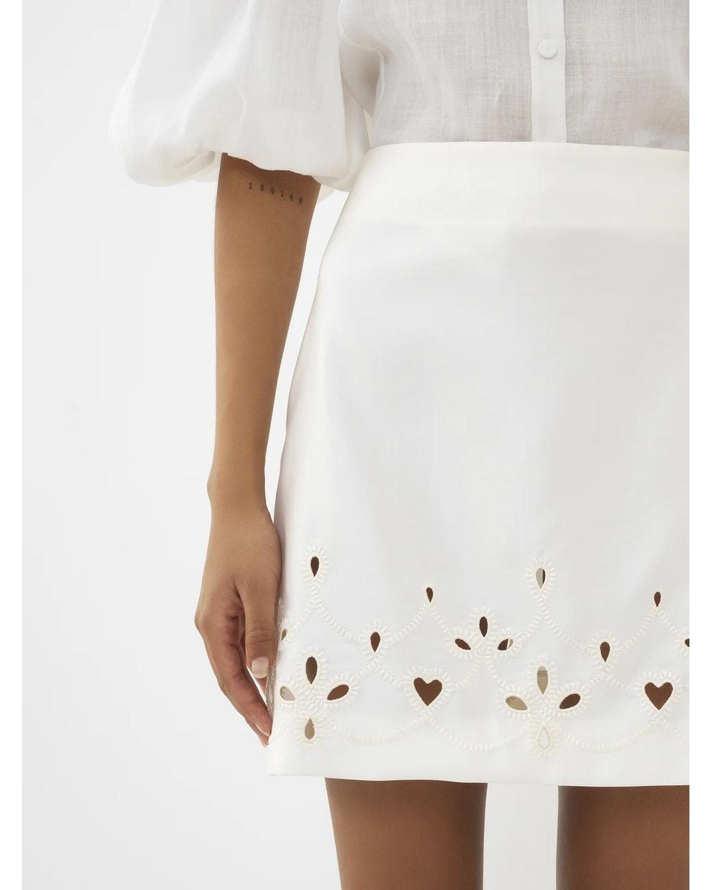 Chloé White Chloé Embroidered A-Line Mini Skirt