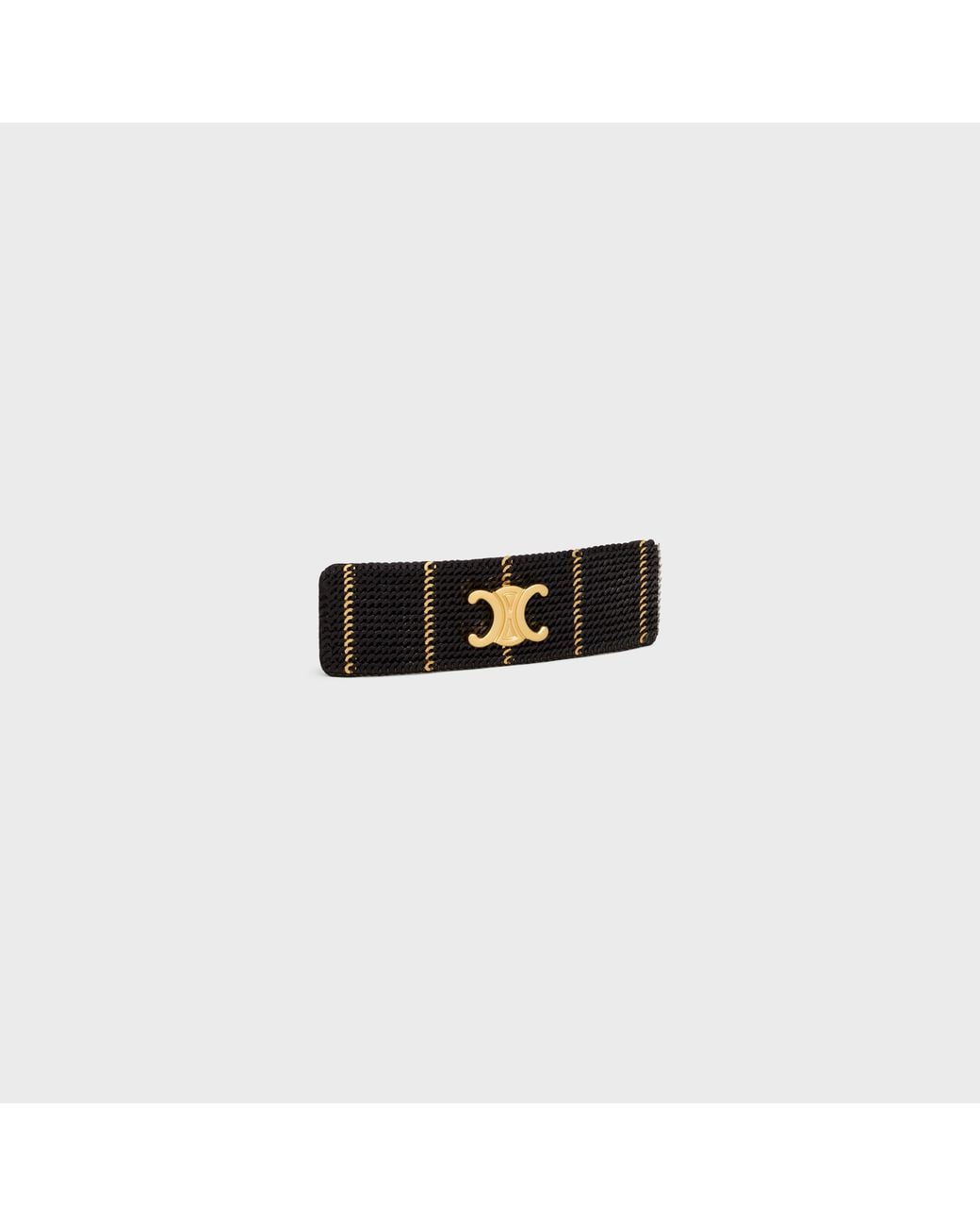 Céline White Striped Sequins Hair Clip