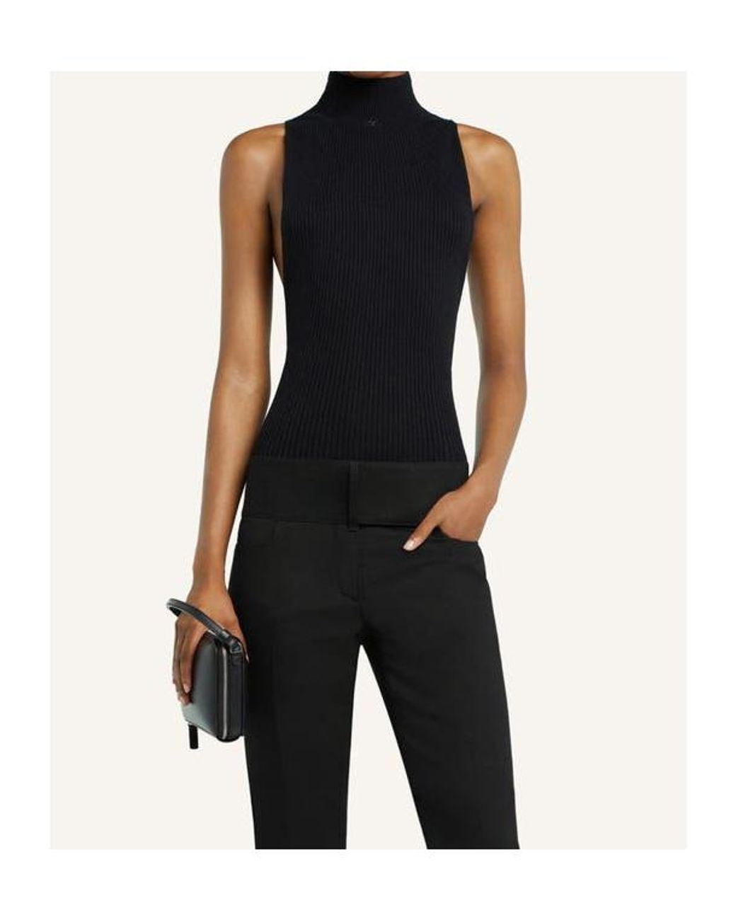 Courreges Black Courrèges Sleeveless Ribbed-Knit Tank Top