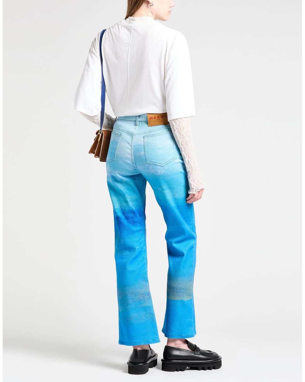 Marni Blue Tie-Dyed Flared Jeans