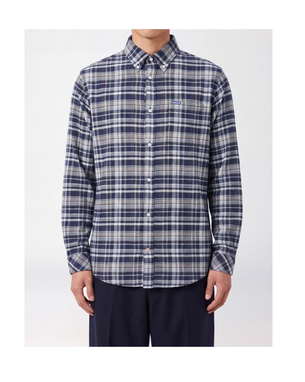 Barbour Blue Snap-Button Plaid Shirt for men