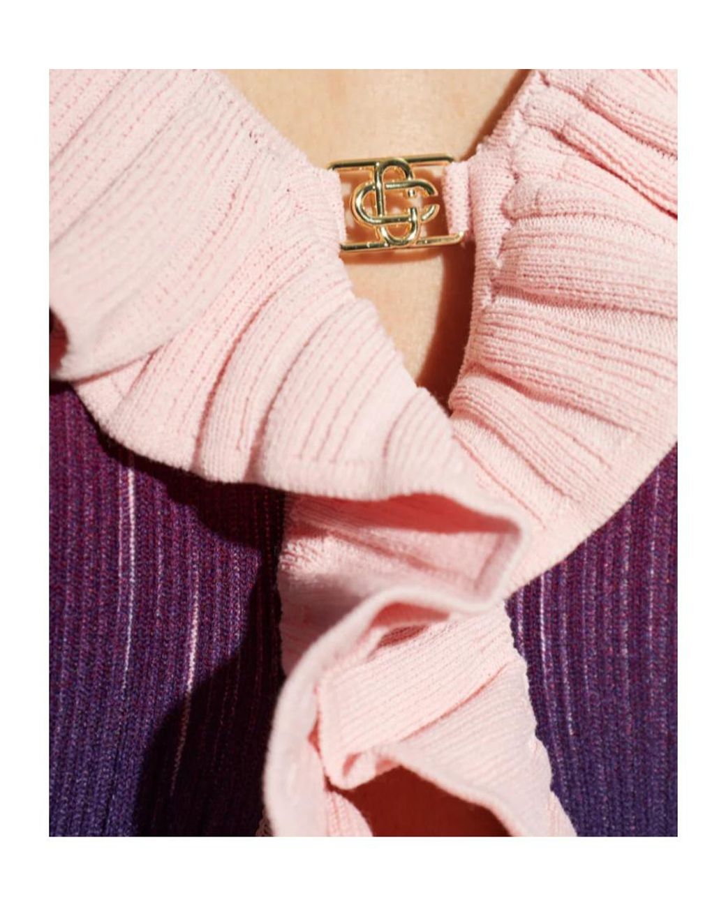 Casablanca Purple Gradient-Effect Ruffled Cardigan