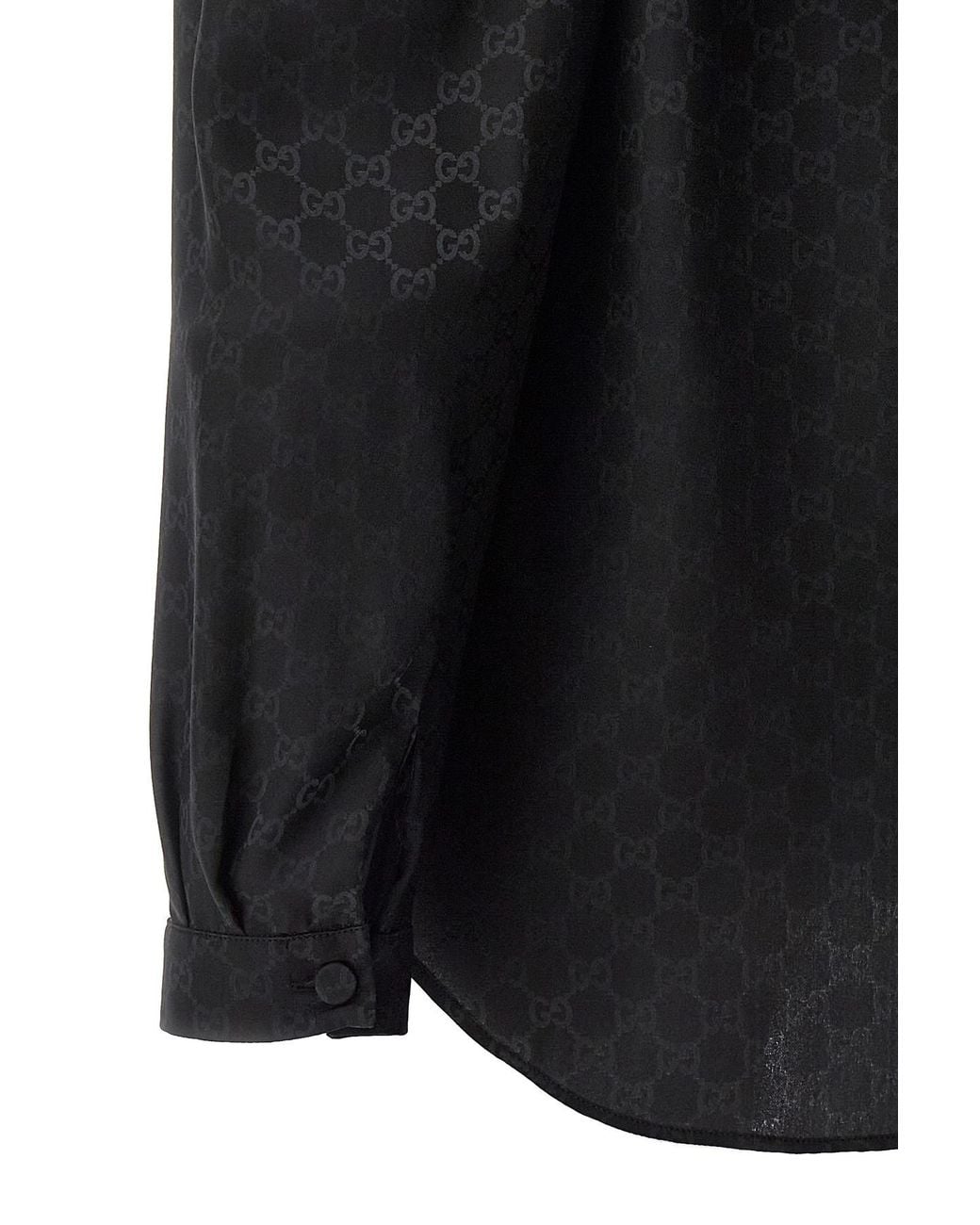 Gucci Black Printed Silk Blouse Top