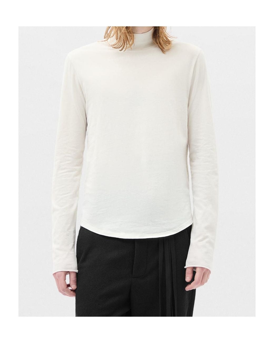 Ann Demeulemeester White Lenart Mock-Neck Long-Sleeve Top for men